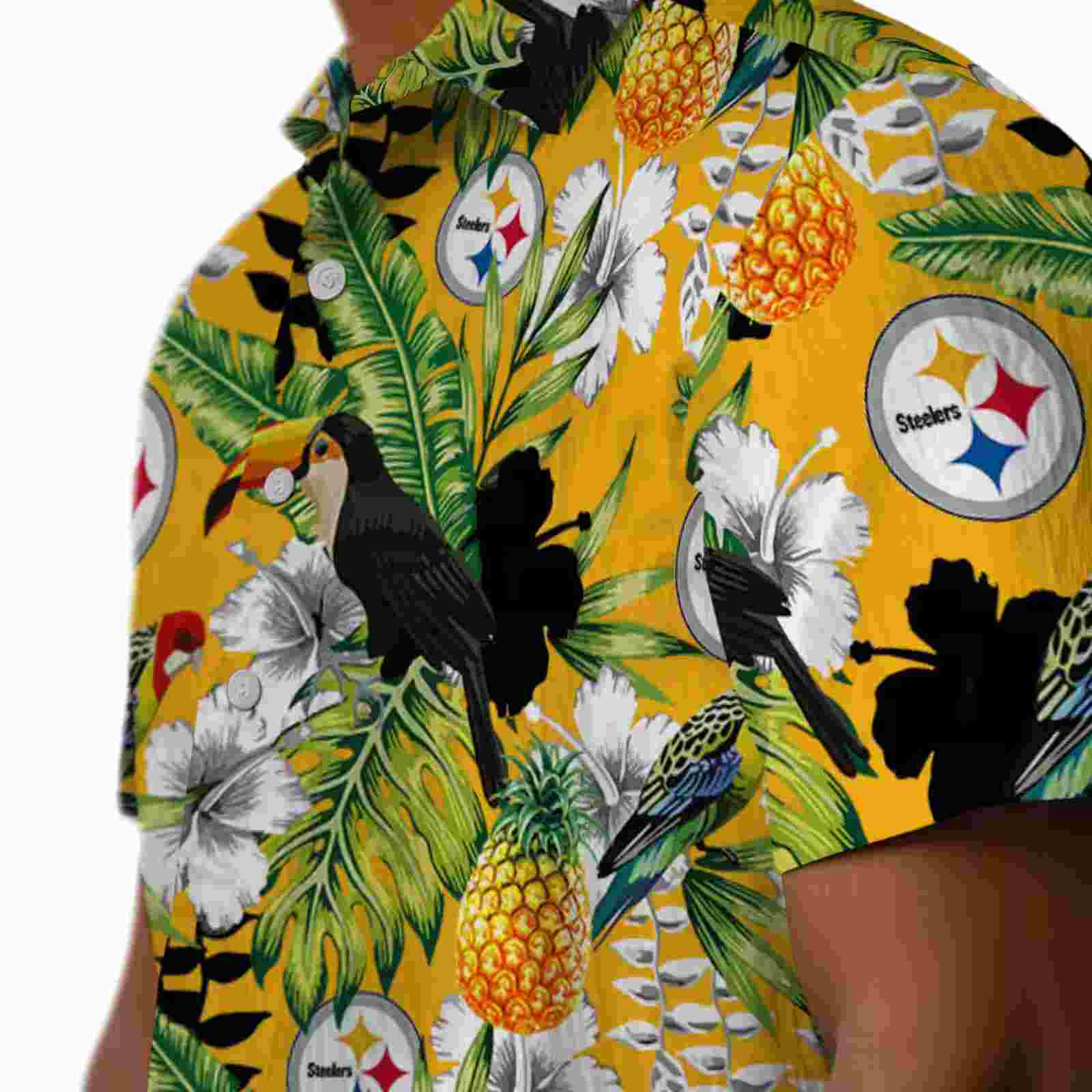 personalized pittsburgh steelers tropical toucan gold green hawaiian shirt trendy