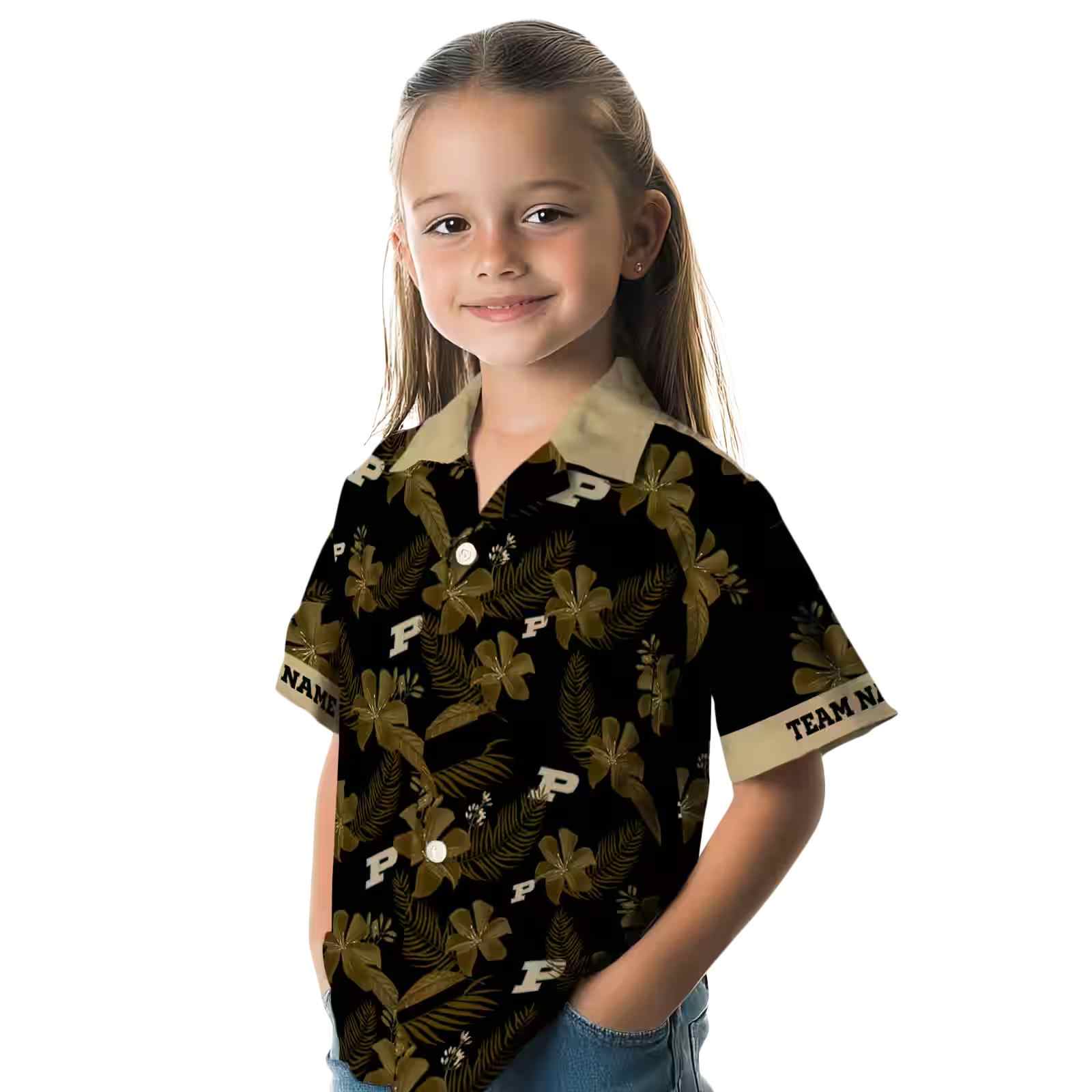 personalized purdue boilermakers botanical print black hawaiian shirt premium grade