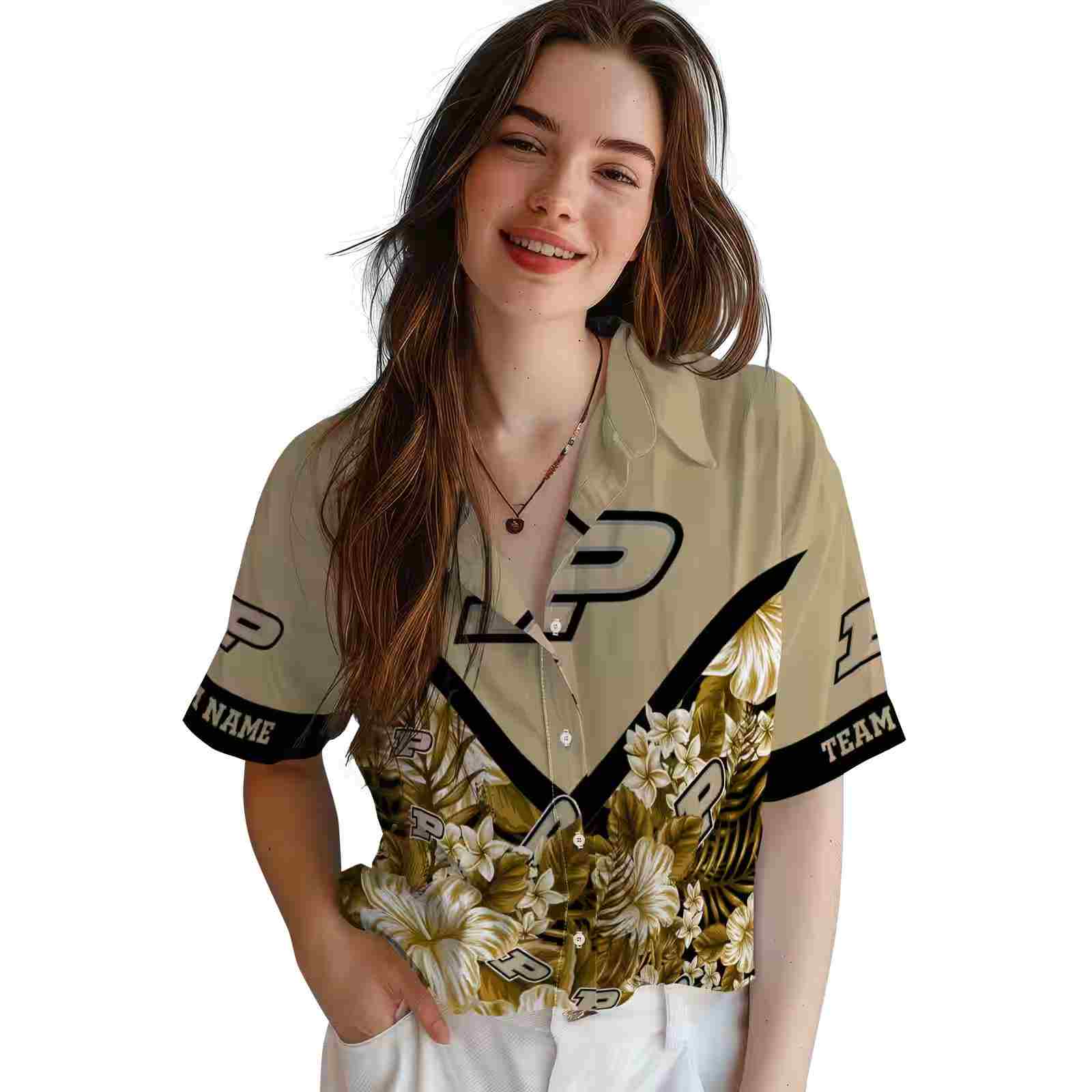 personalized purdue boilermakers floral chevron gold hawaiian shirt latest model