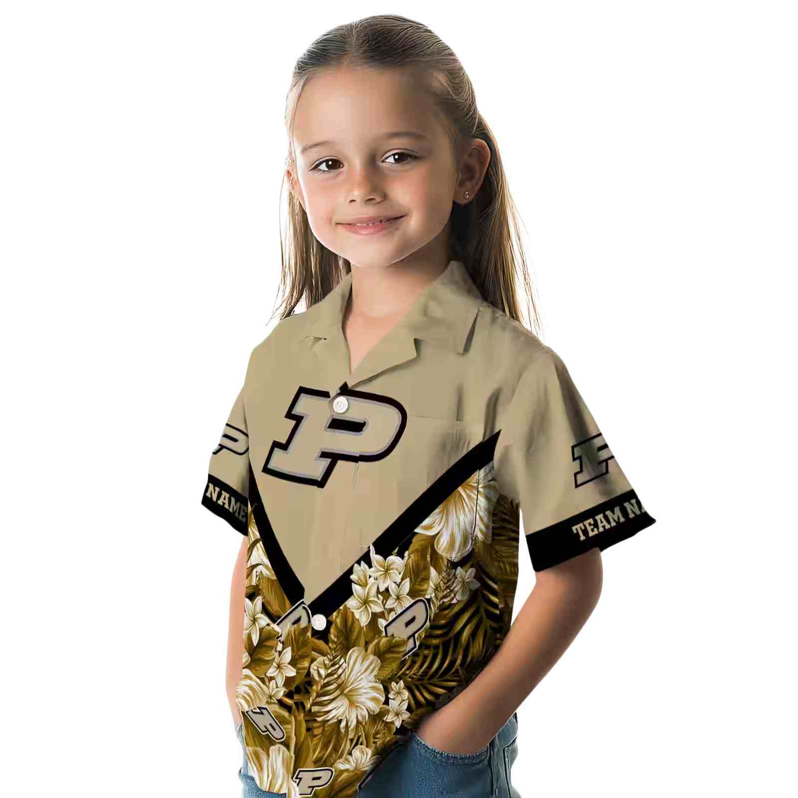 personalized purdue boilermakers floral chevron gold hawaiian shirt premium grade