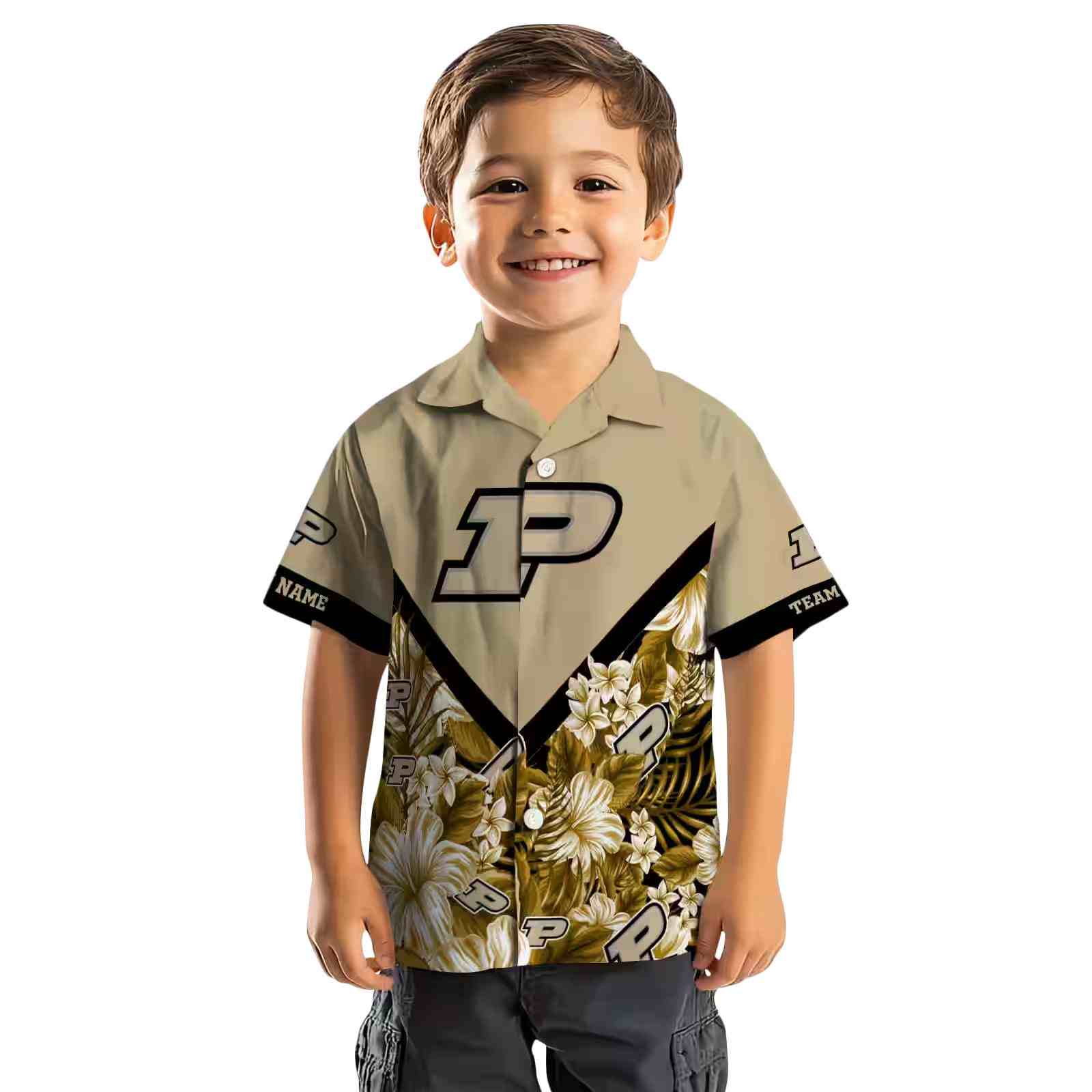 personalized purdue boilermakers floral chevron gold hawaiian shirt top rated