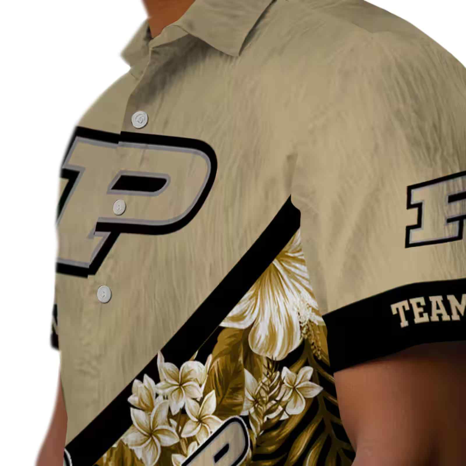 personalized purdue boilermakers floral chevron gold hawaiian shirt trendy