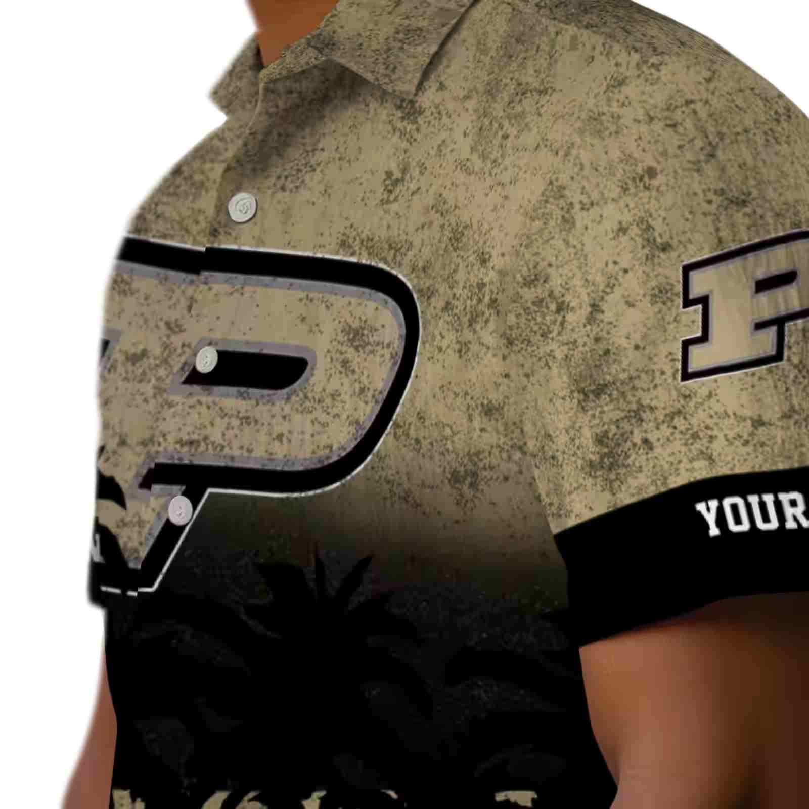 personalized purdue boilermakers sunset pattern gold black hawaiian shirt trendy