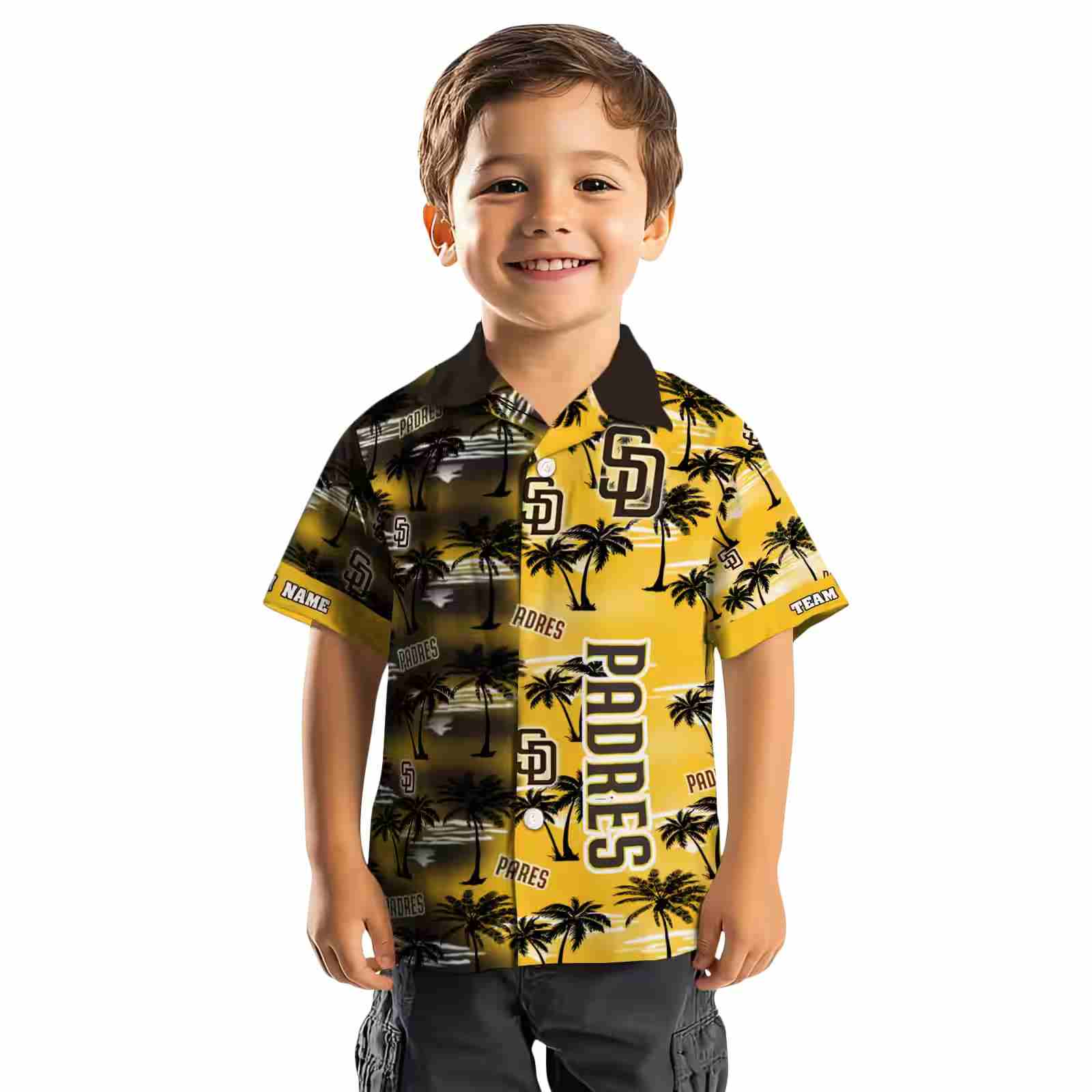 personalized san diego padres palm silhouettes brown hawaiian shirt top rated