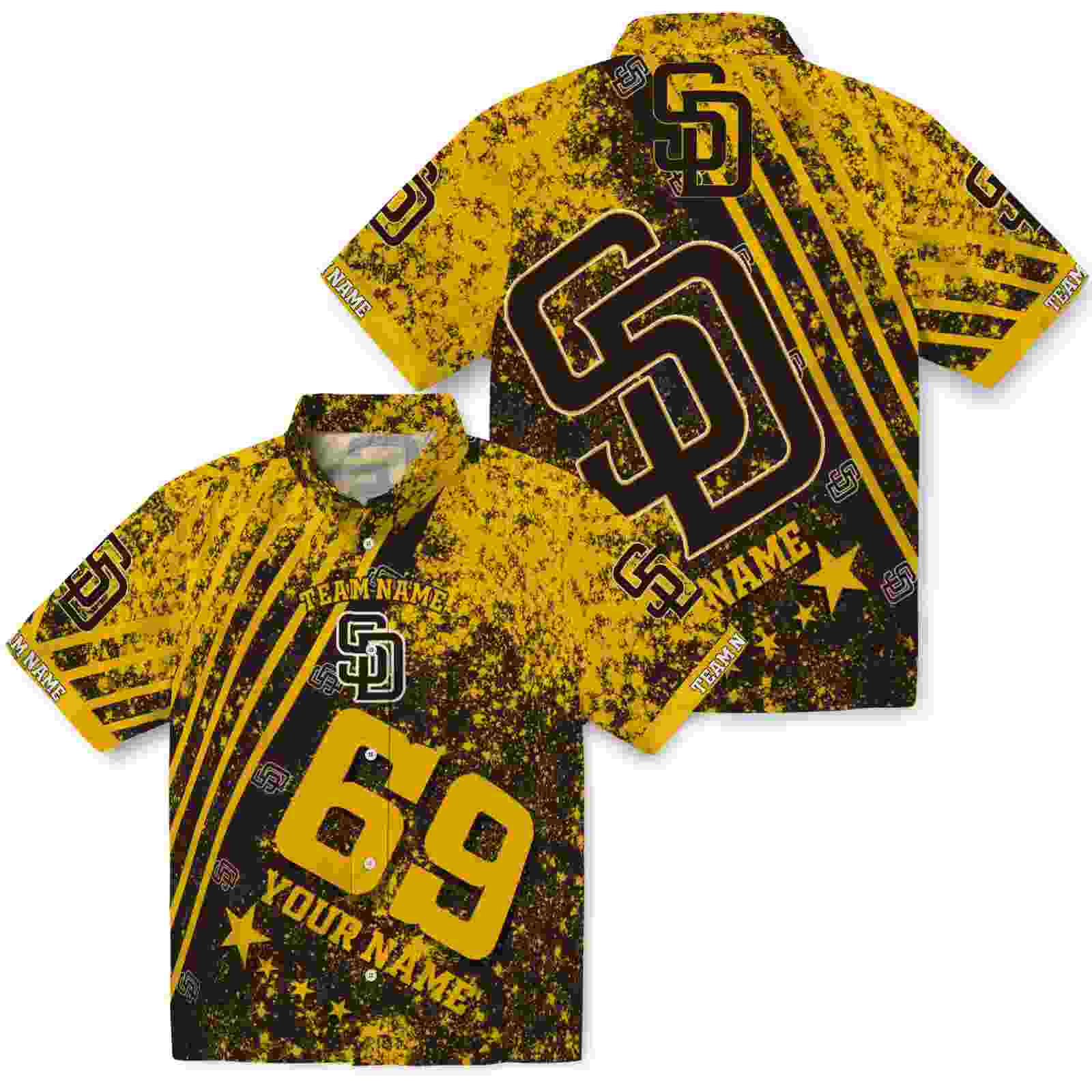 personalized san diego padres star stripes brown hawaiian shirt high quality