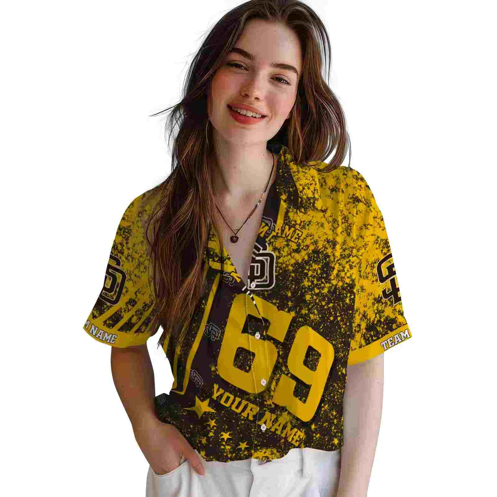 personalized san diego padres star stripes brown hawaiian shirt latest model