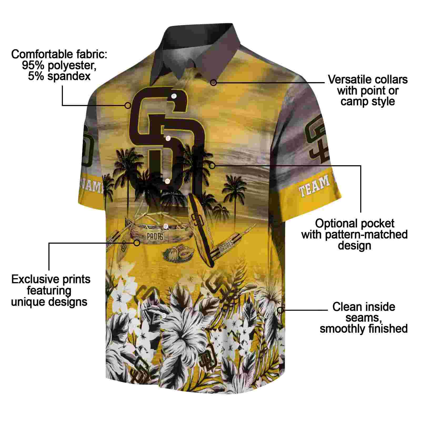 personalized san diego padres tropical canoe brown hawaiian shirt new arrival