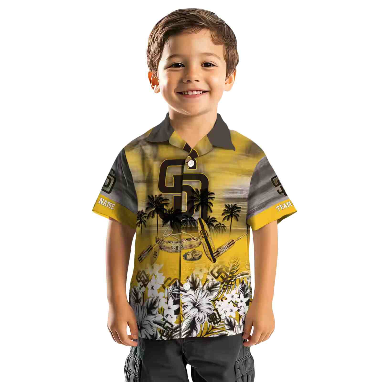 personalized san diego padres tropical canoe brown hawaiian shirt top rated