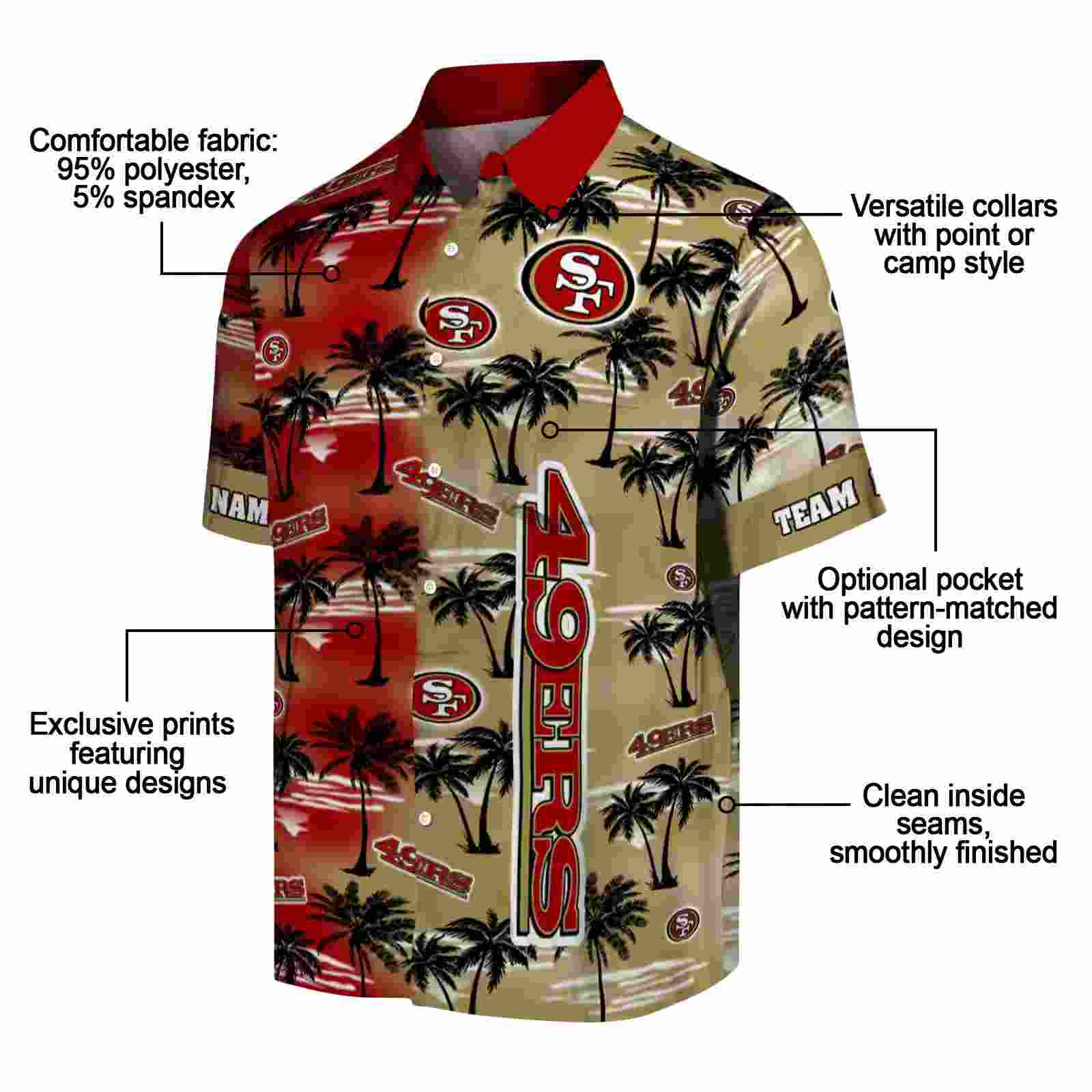 personalized san francisco 49ers palm silhouettes red hawaiian shirt new arrival