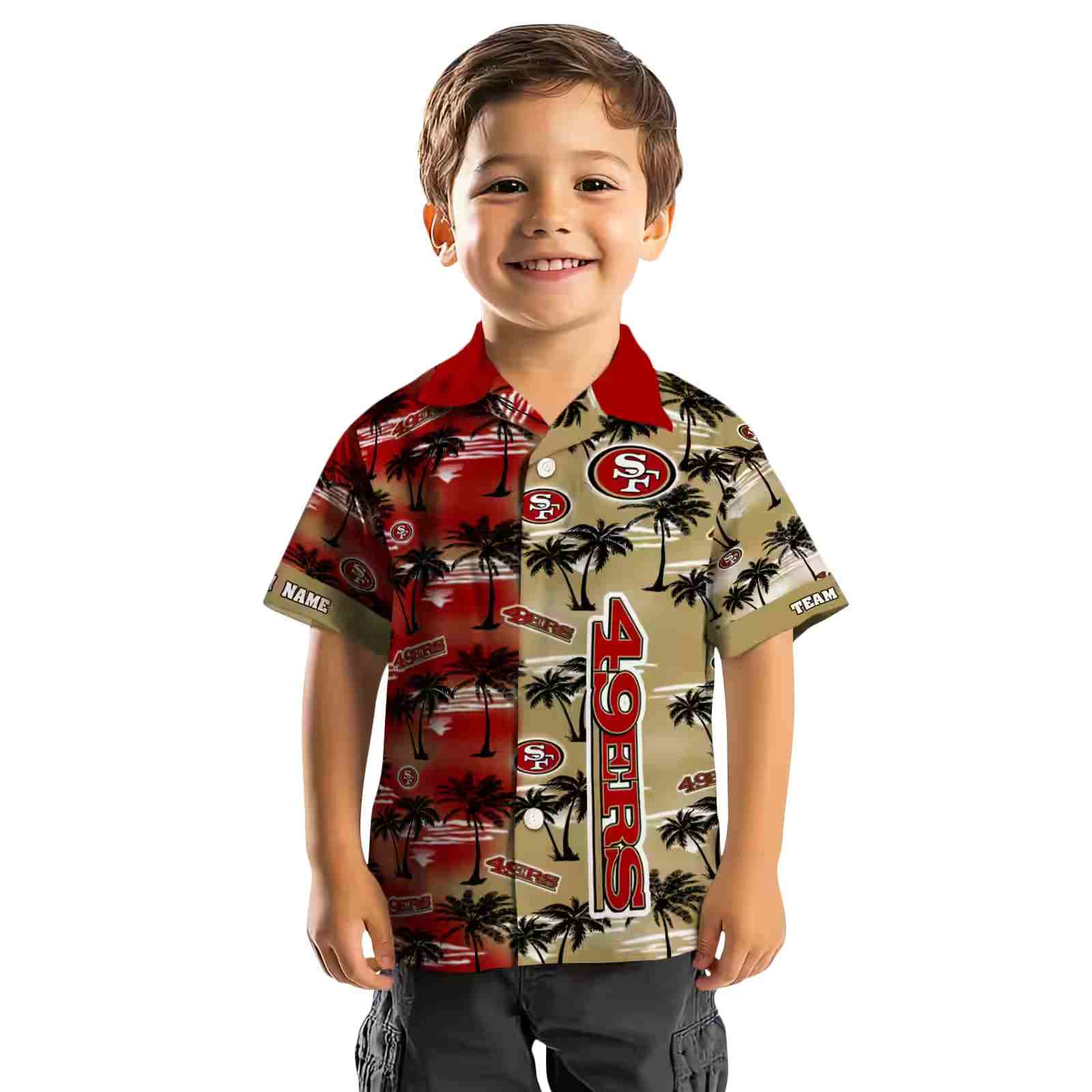 personalized san francisco 49ers palm silhouettes red hawaiian shirt top rated