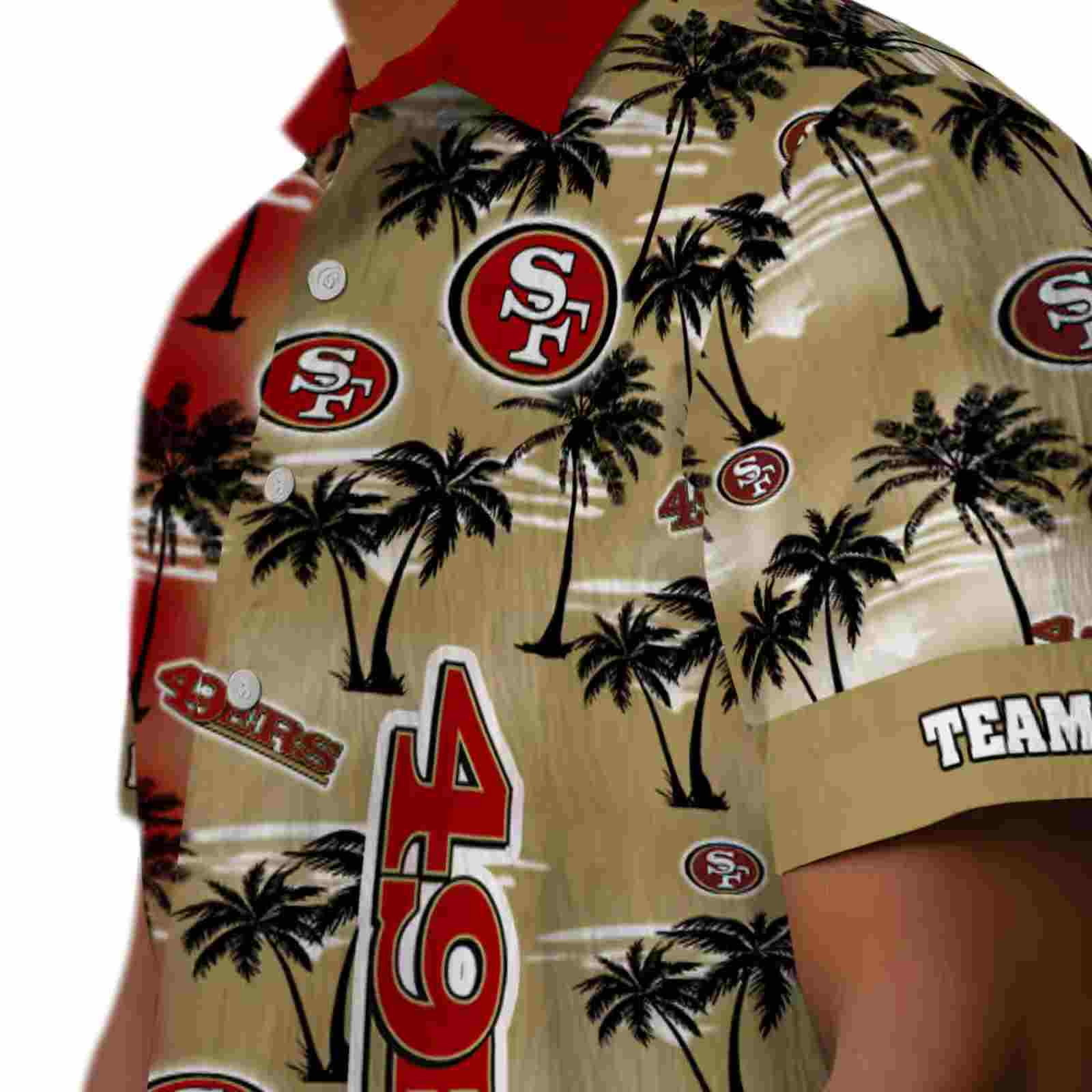 personalized san francisco 49ers palm silhouettes red hawaiian shirt trendy