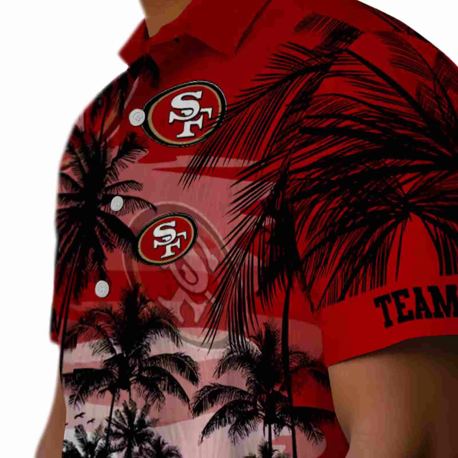 personalized san francisco 49ers sunset scene red black hawaiian shirt trendy