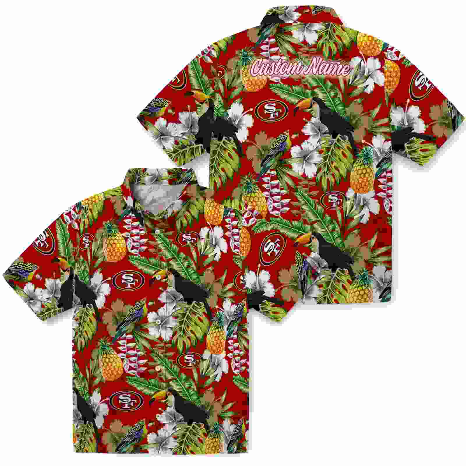 personalized san francisco 49ers tropical toucan red green hawaiian shirt high quality