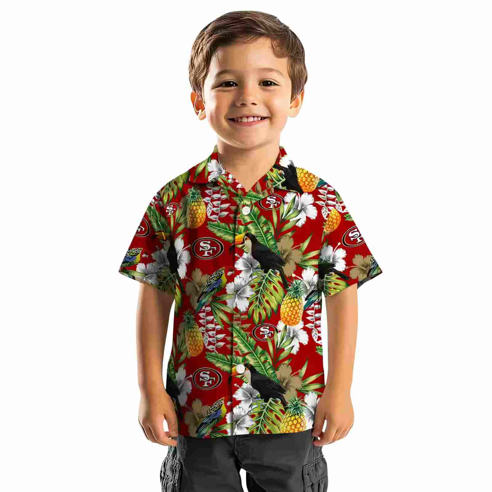 personalized san francisco 49ers tropical toucan red green hawaiian shirt top rated