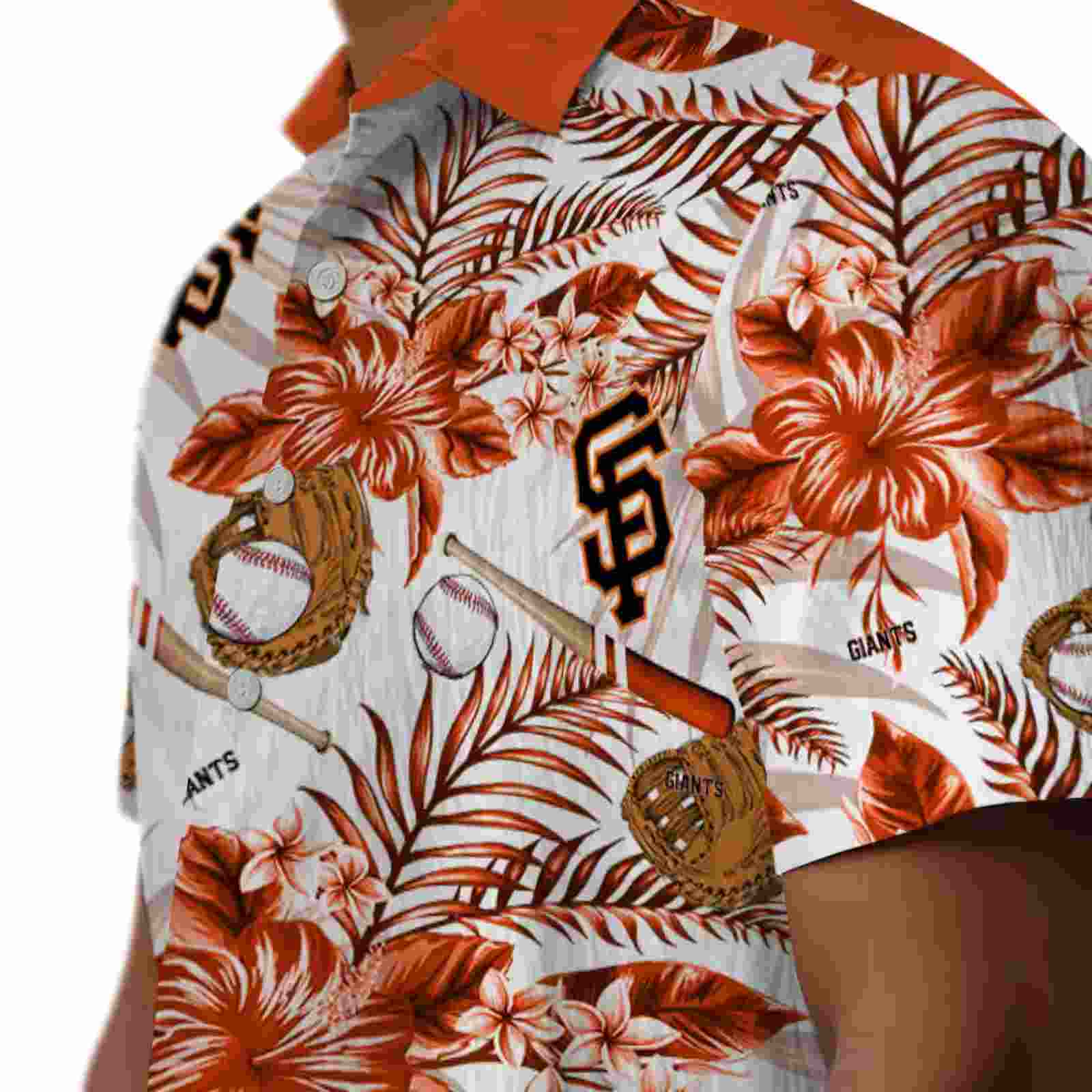 personalized san francisco giants floral baseball orange white hawaiian shirt trendy