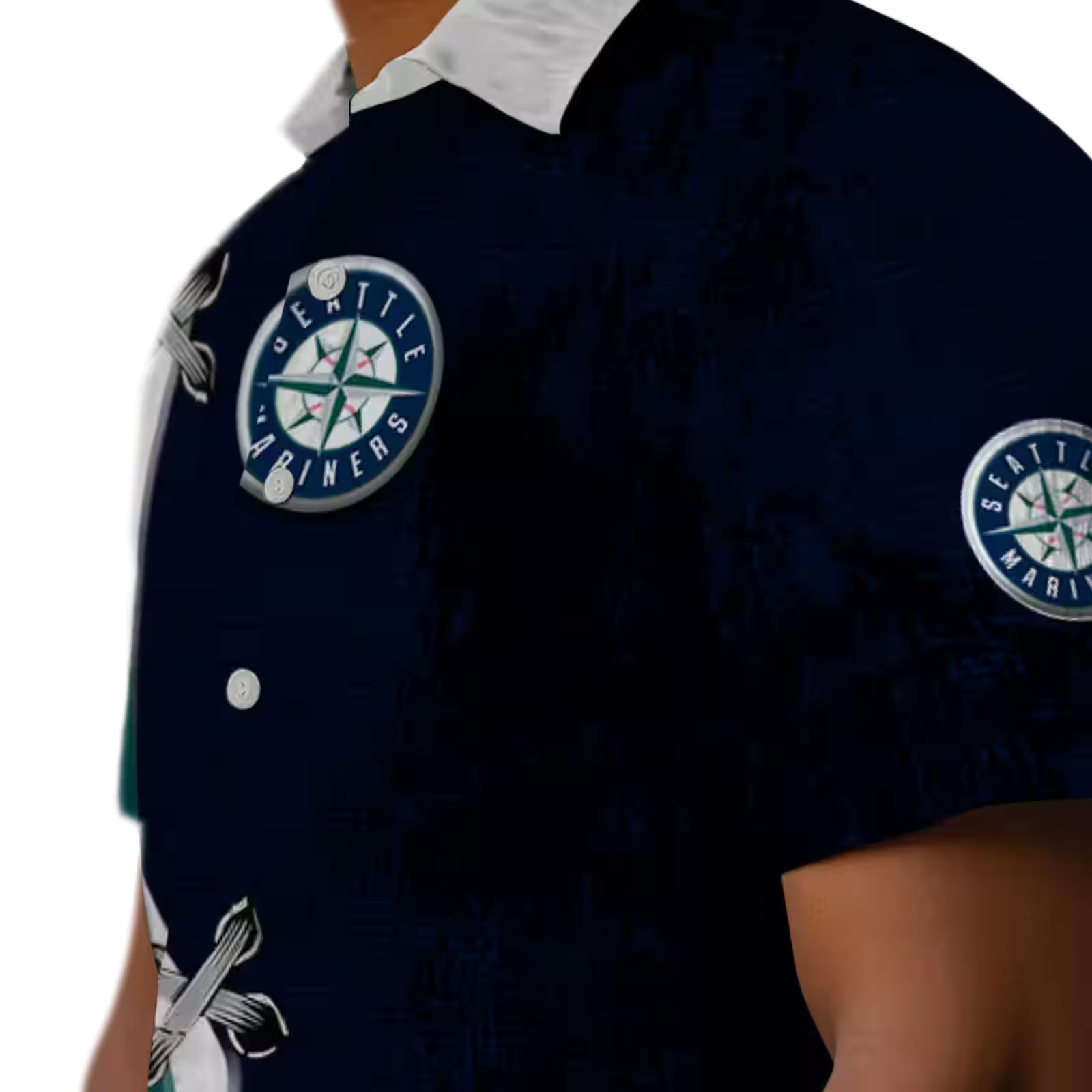 personalized seattle mariners edgy streaks navy blue white hawaiian shirt trendy