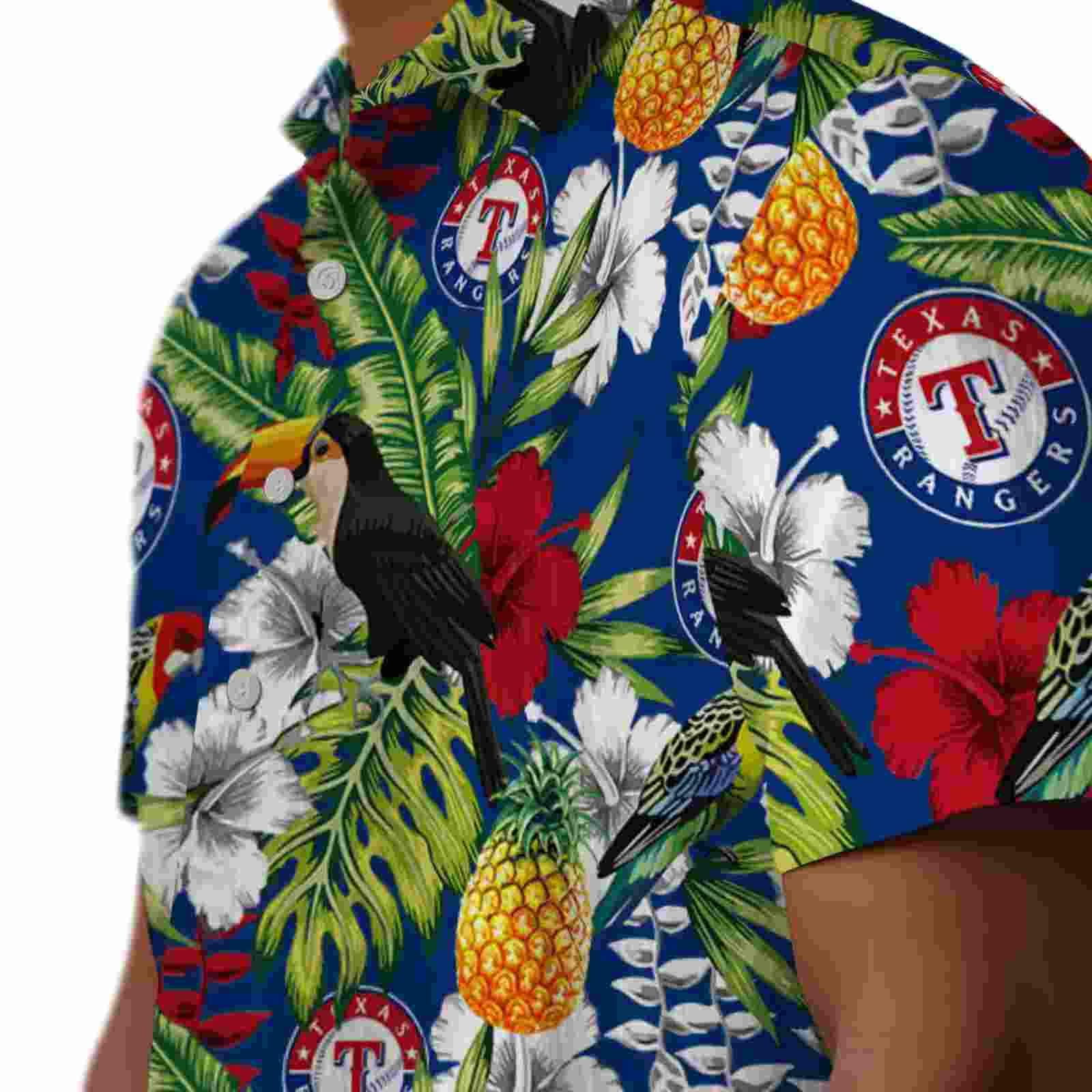 personalized texas rangers tropical toucan blue green hawaiian shirt trendy