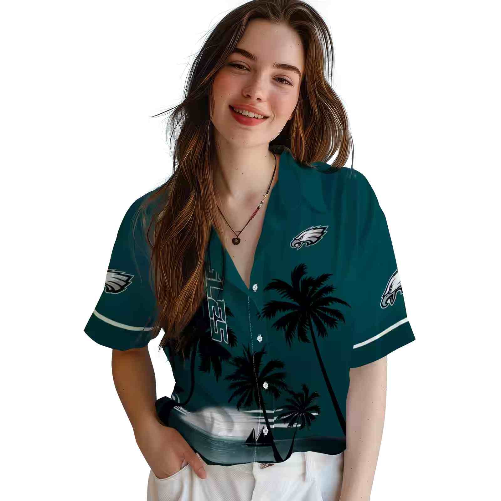 philadelphia eagles beach sunset green black hawaiian shirt latest model