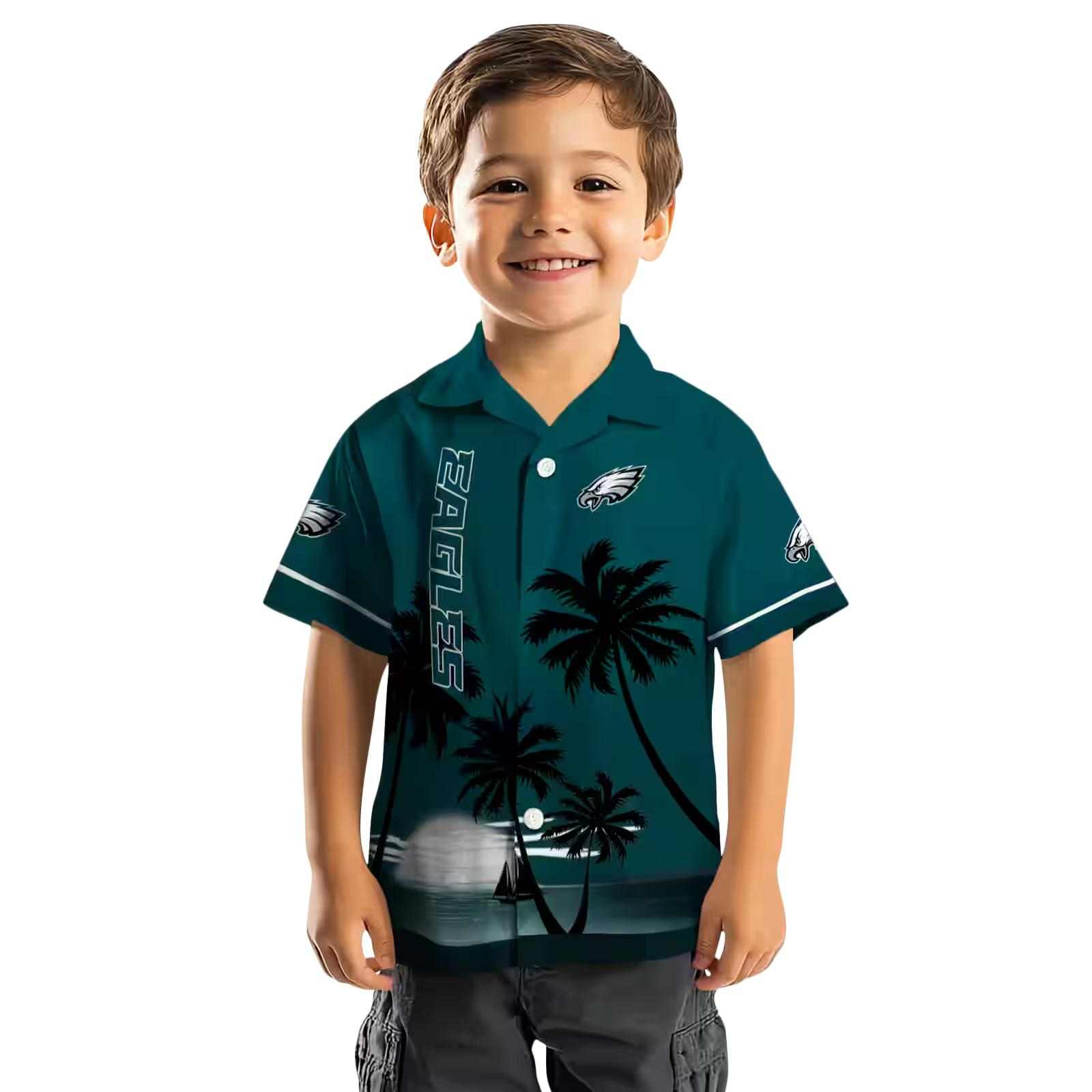 philadelphia eagles beach sunset green black hawaiian shirt top rated