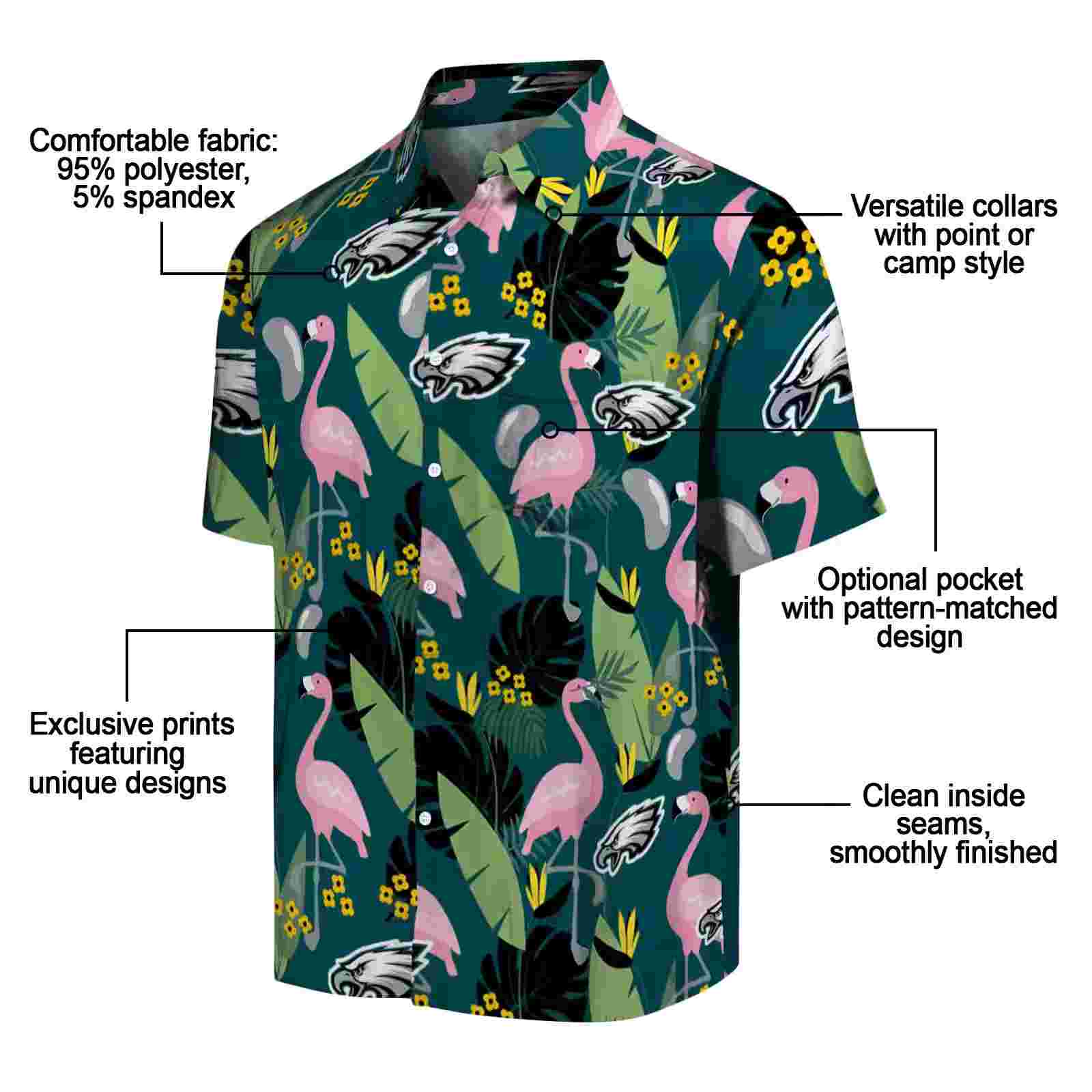 philadelphia eagles flamingo leaves green hawaiian shirt new arrival