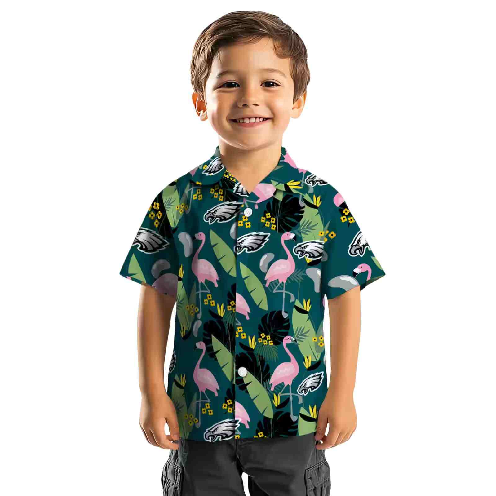 philadelphia eagles flamingo leaves green hawaiian shirt top rated