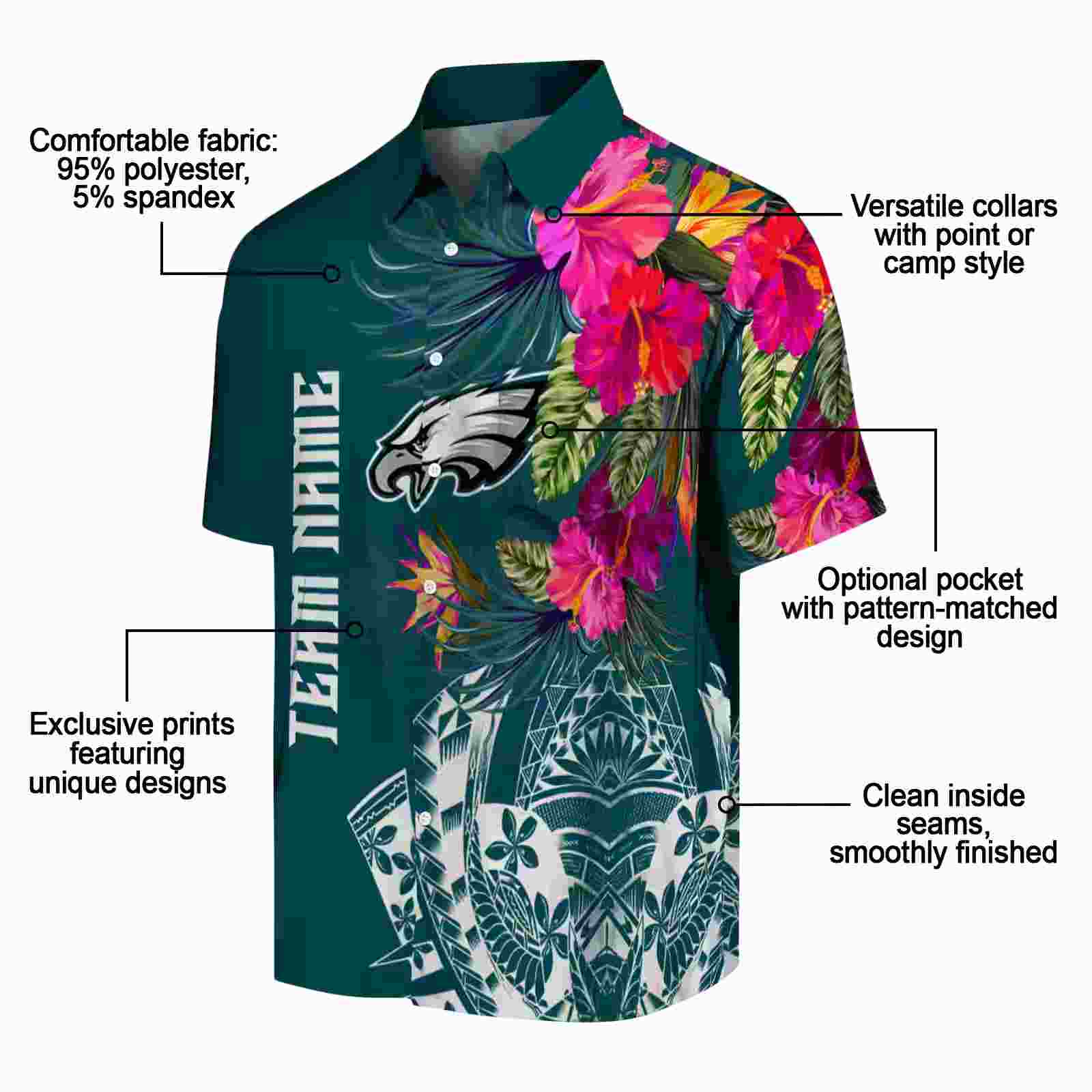 philadelphia eagles floral polynesian green hawaiian shirt new arrival