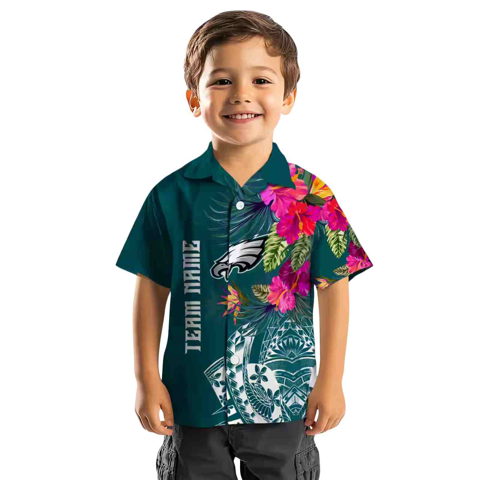 philadelphia eagles floral polynesian green hawaiian shirt top rated