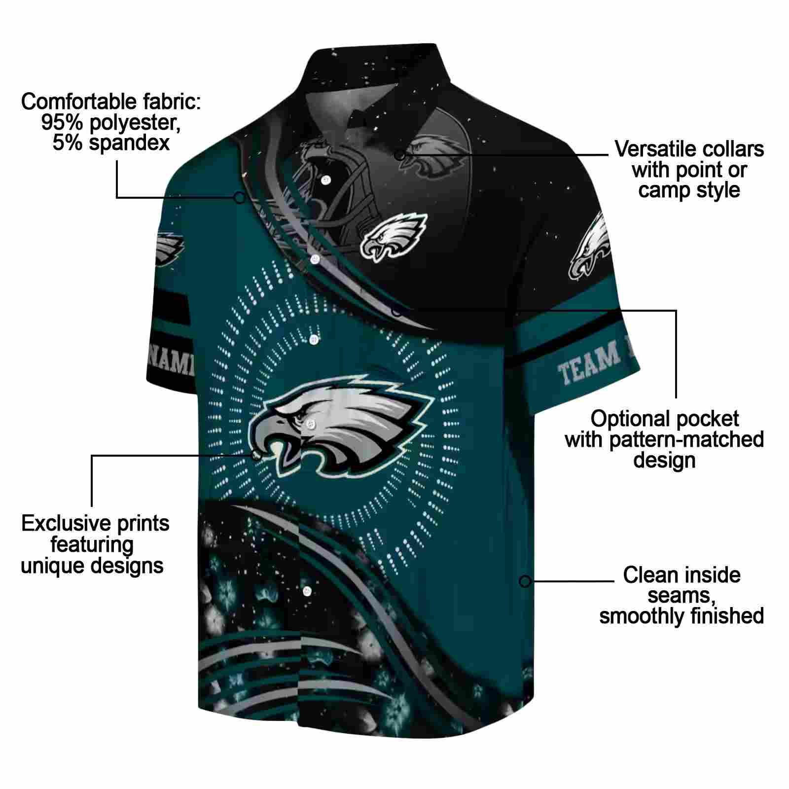 philadelphia eagles football wave green black hawaiian shirt new arrival