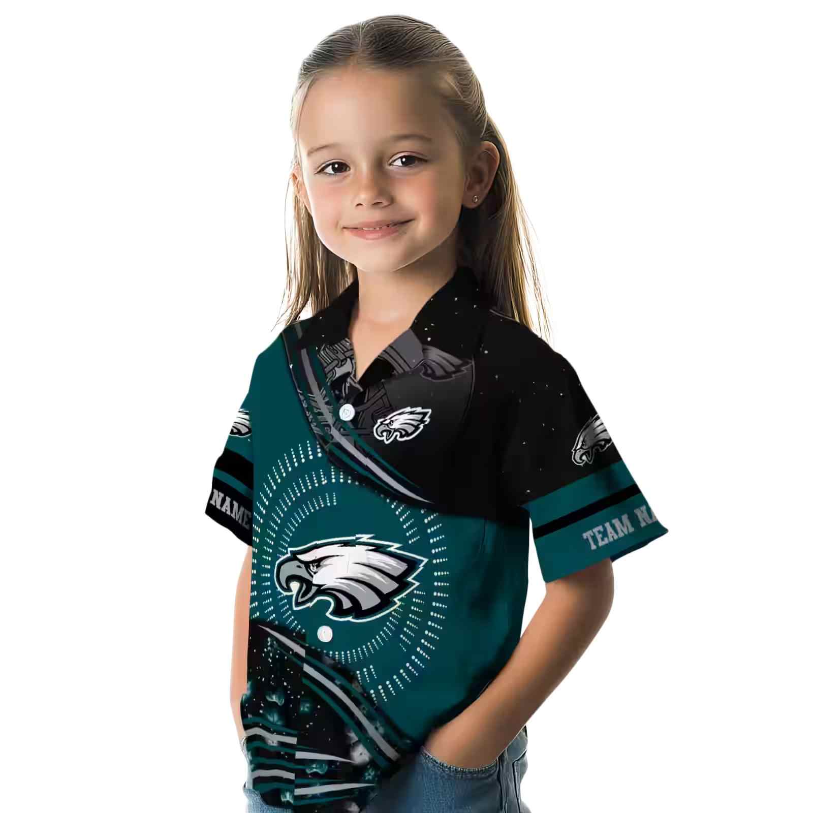 philadelphia eagles football wave green black hawaiian shirt premium grade