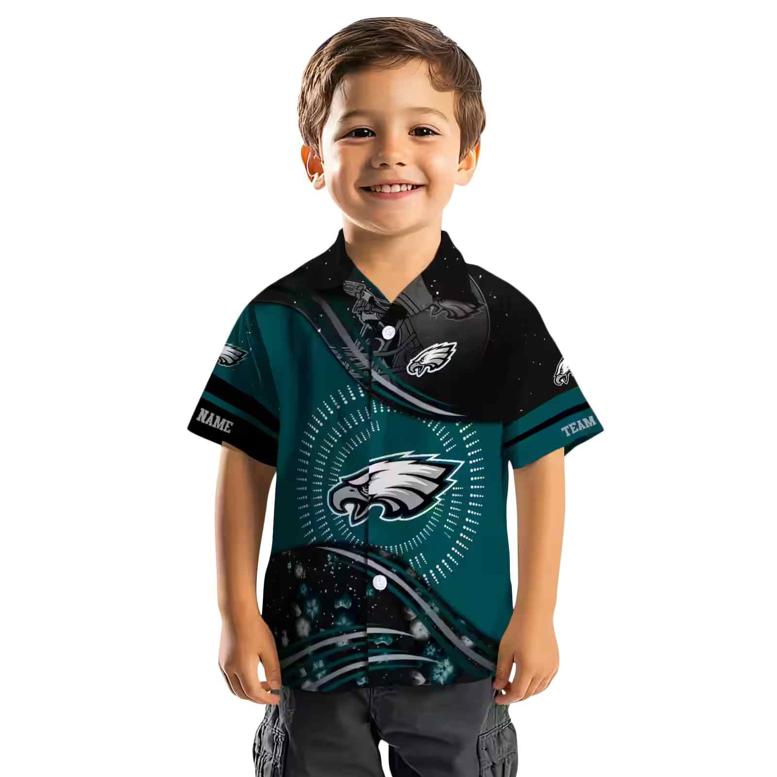 philadelphia eagles football wave green black hawaiian shirt top rated