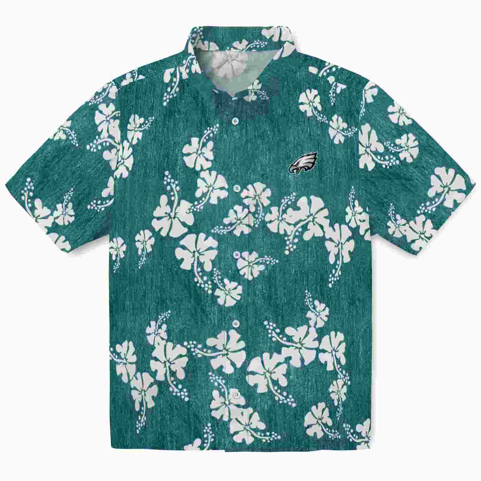 Philadelphia Eagles Hibiscus Clusters Green Hawaiian Shirt