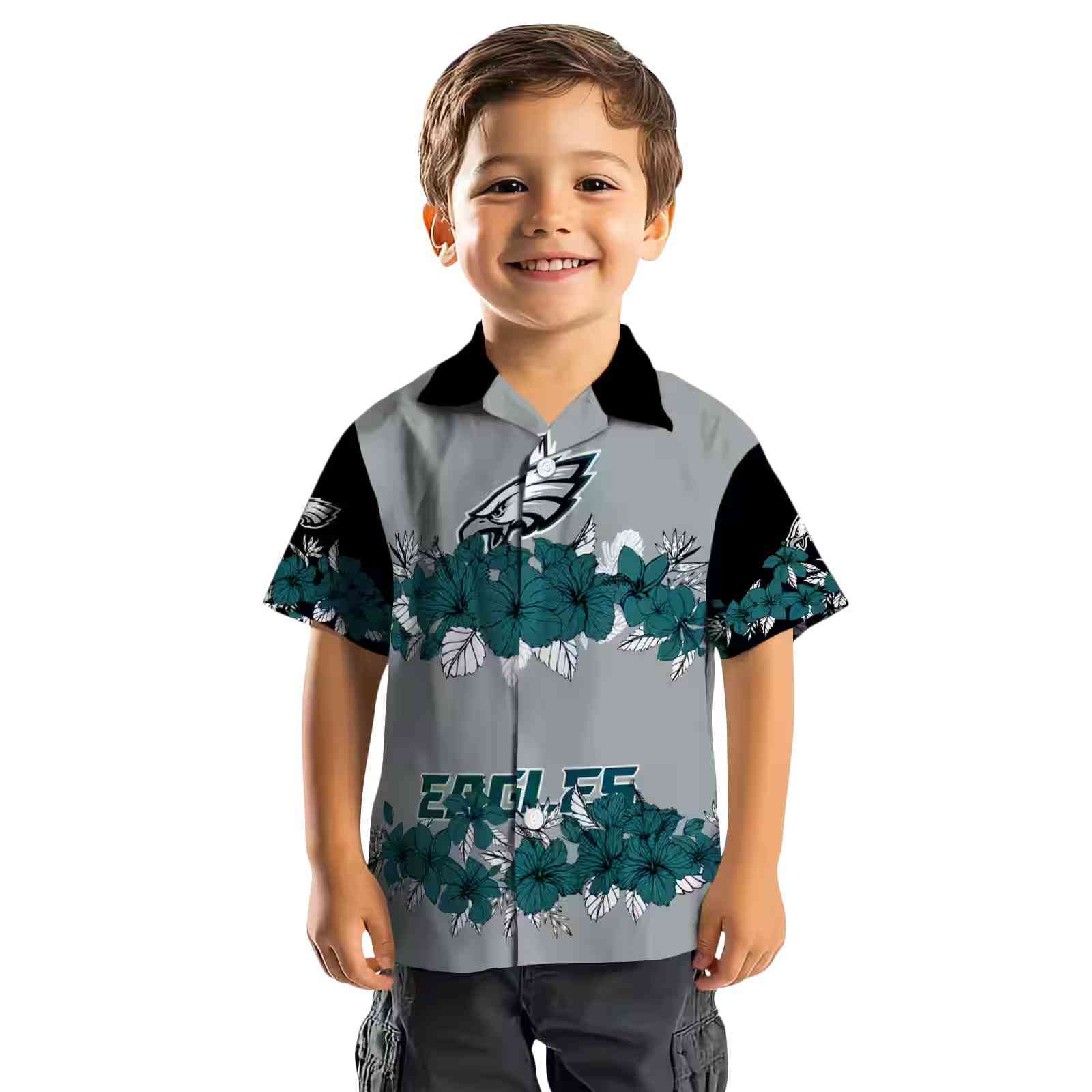 philadelphia eagles hibiscus stripe green black hawaiian shirt top rated