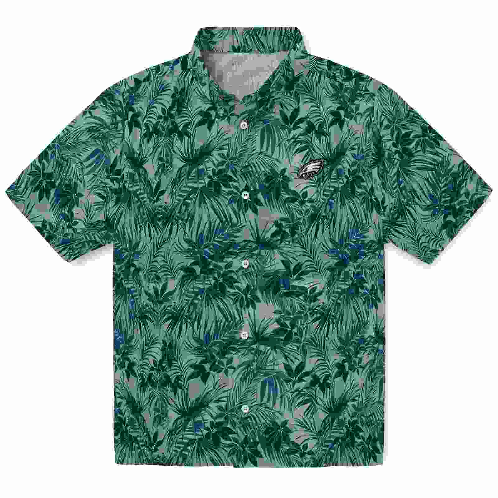 Philadelphia Eagles Leafy Pattern Green Hawaiian Shirt