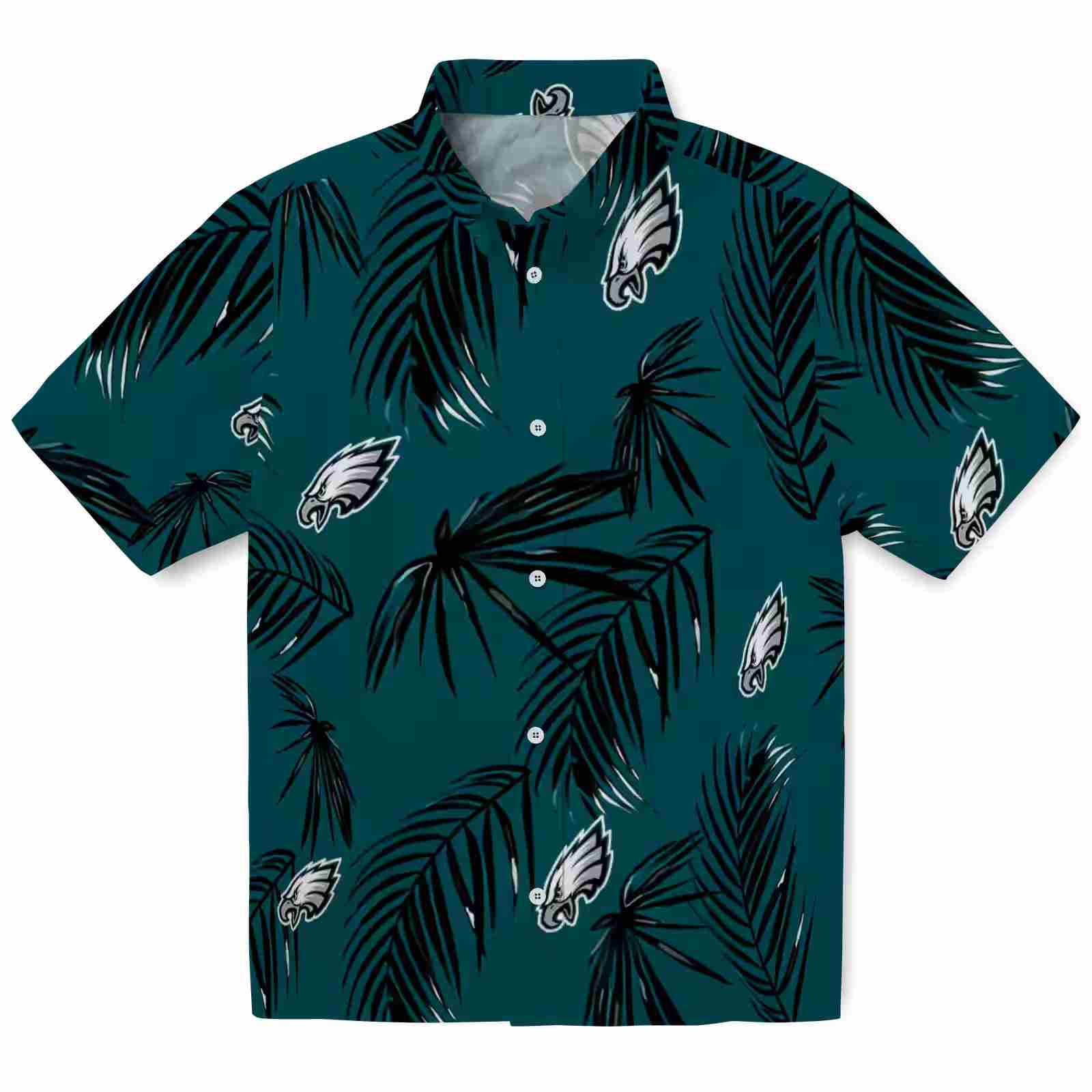 Philadelphia Eagles Palm Leaf Green Hawaiian Shirt