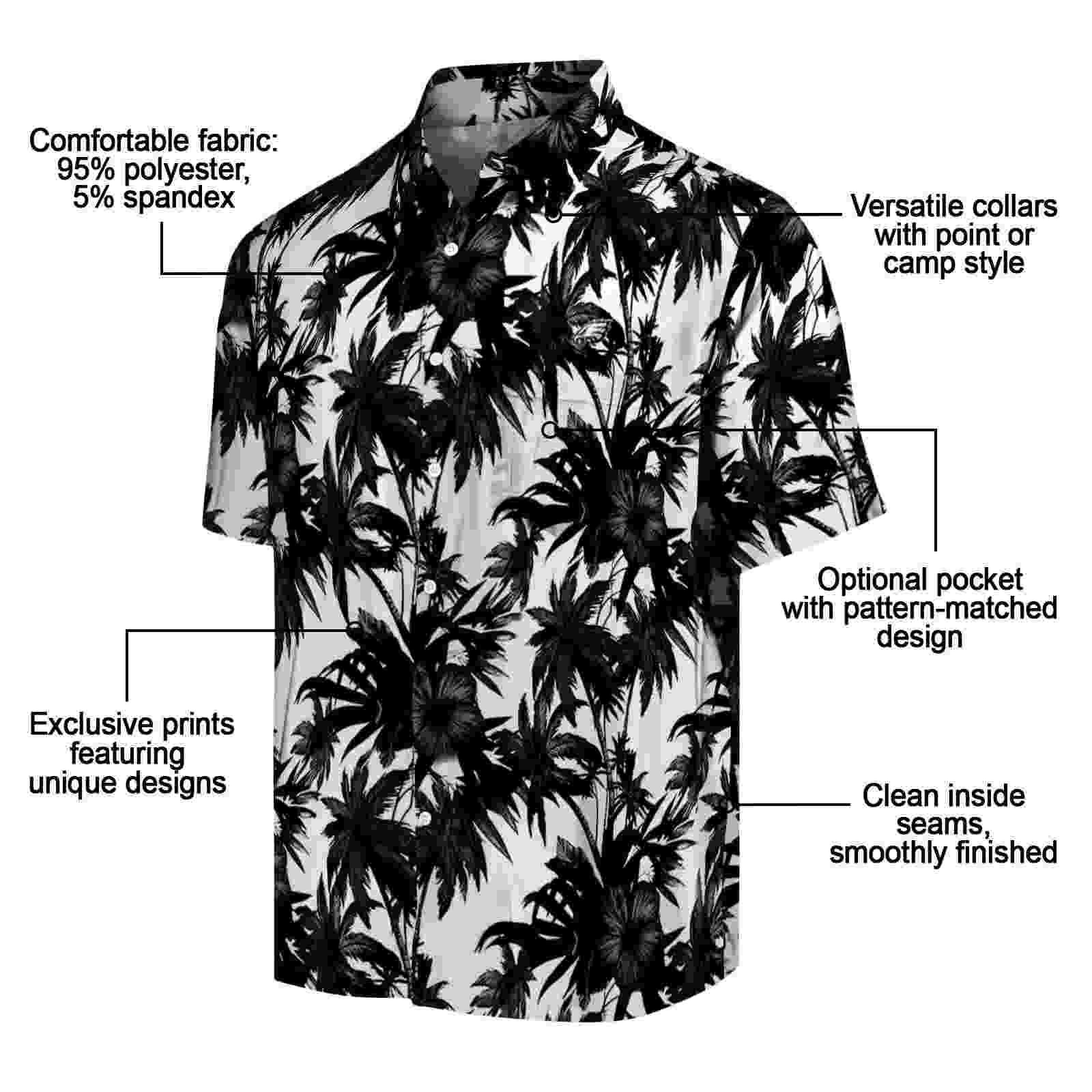 philadelphia eagles palm motifs black white hawaiian shirt new arrival