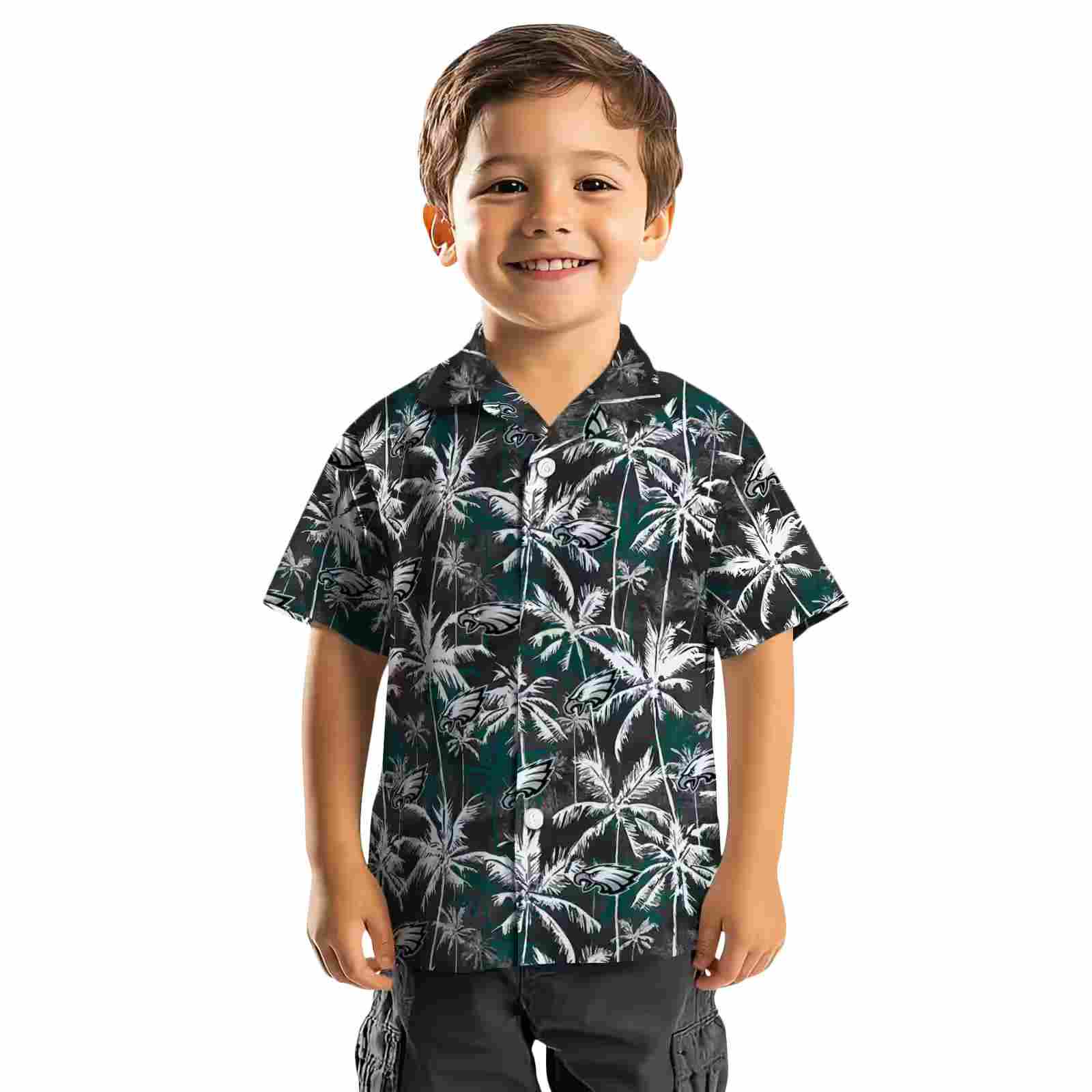 philadelphia eagles palm pattern green black hawaiian shirt top rated