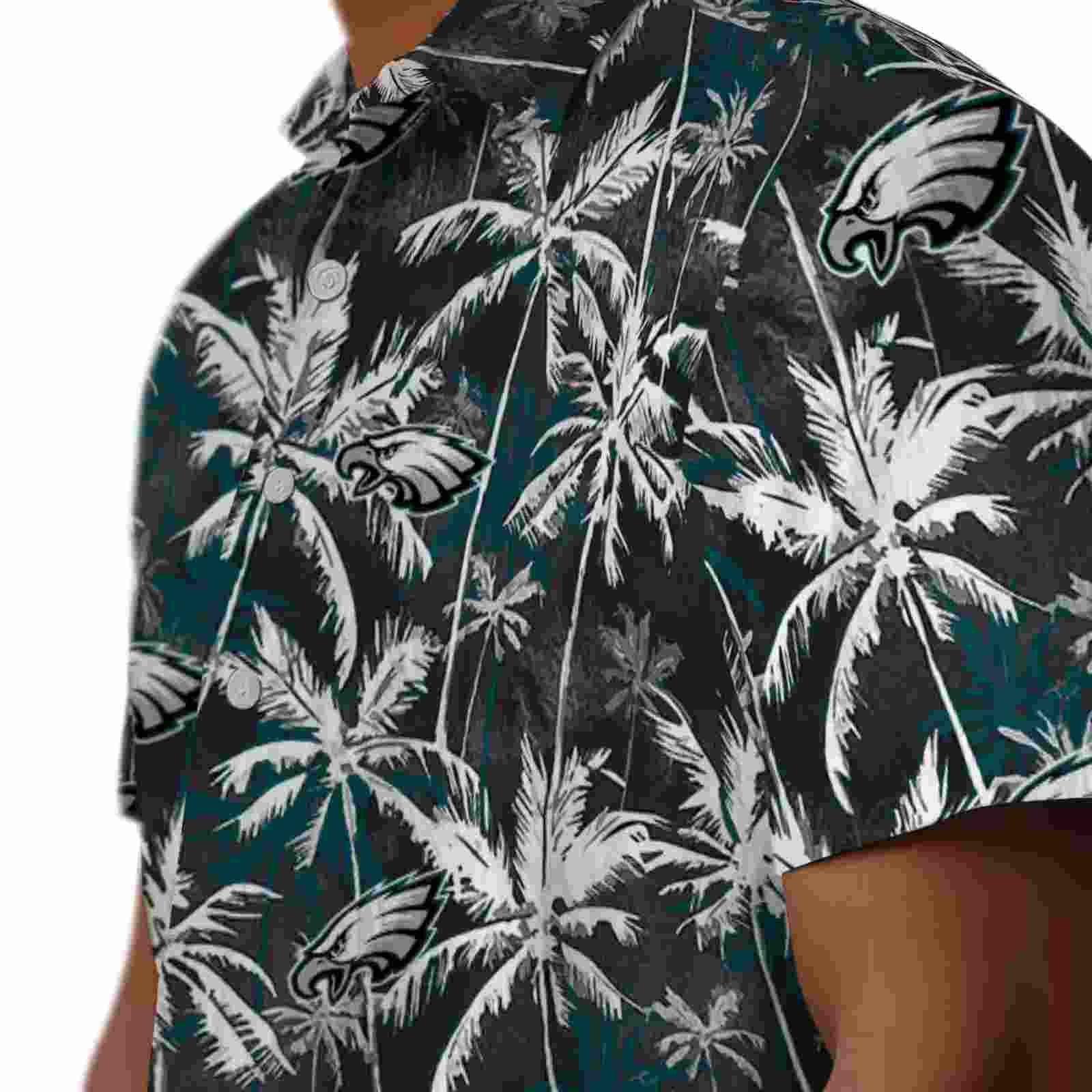 philadelphia eagles palm pattern green black hawaiian shirt trendy