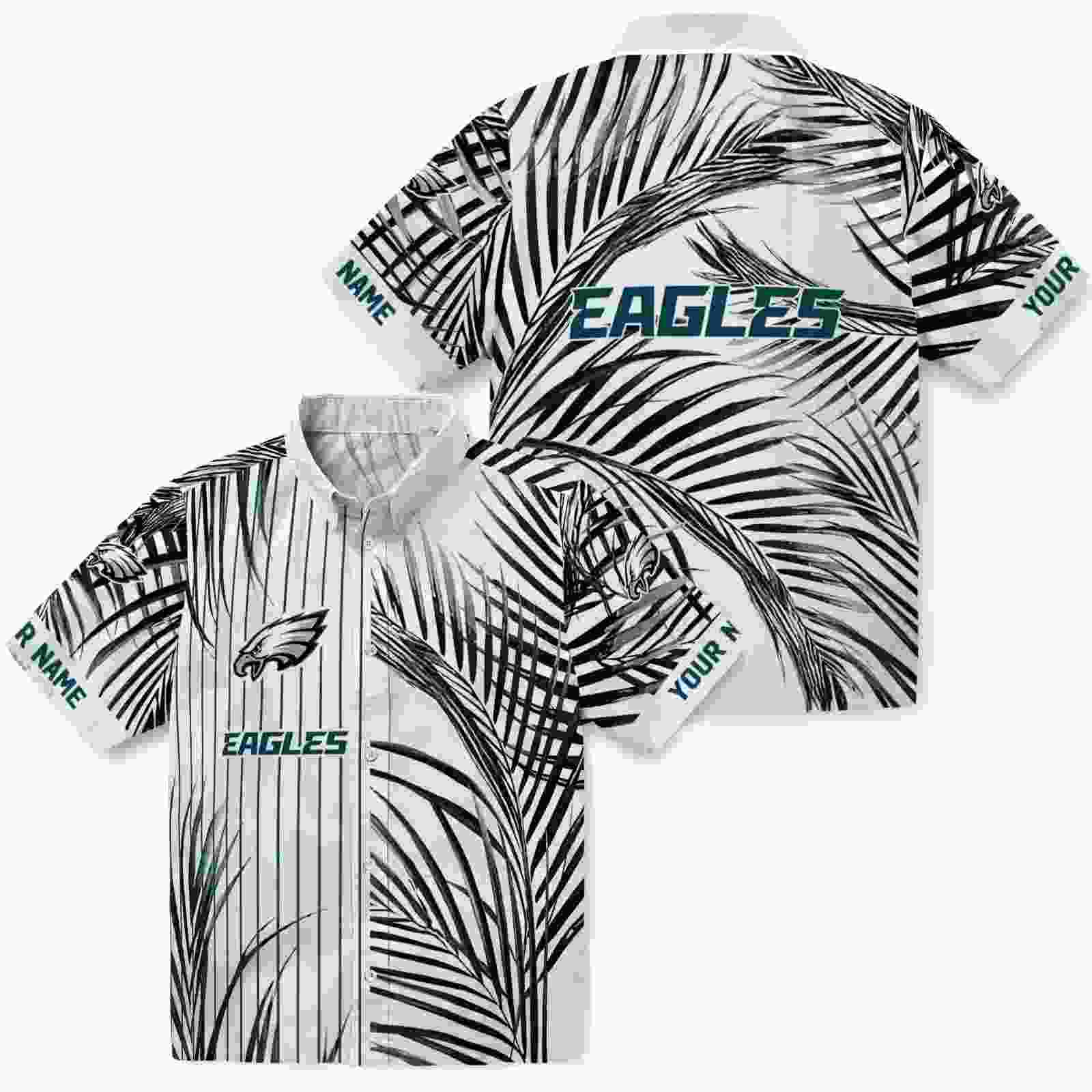 philadelphia eagles palm stripes green black white hawaiian shirt high quality