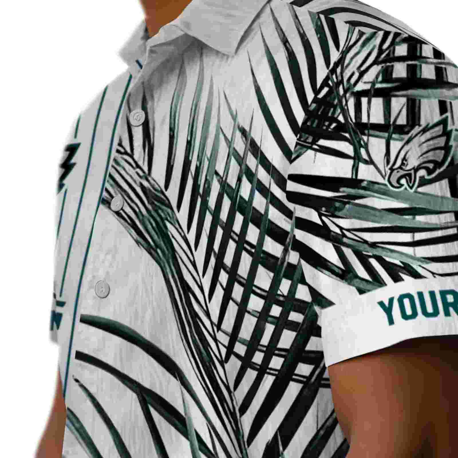 philadelphia eagles palm stripes green black white hawaiian shirt trendy