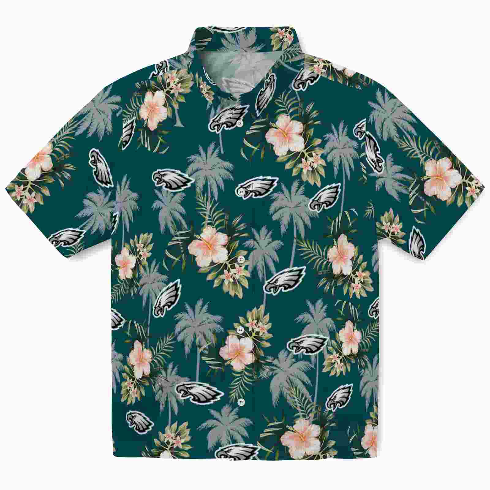 Philadelphia Eagles Palm Tree Flower Green Hawaiian Shirt