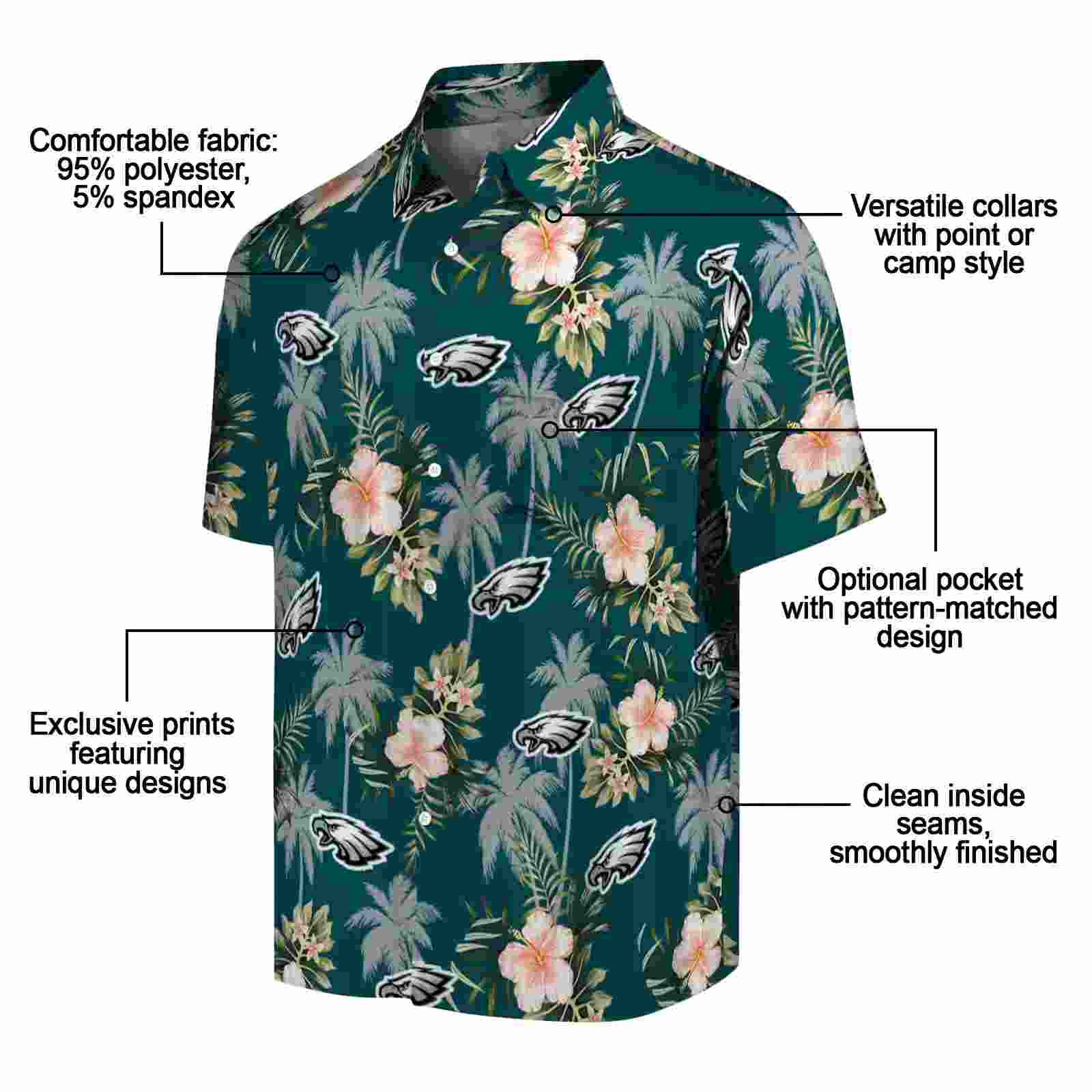 philadelphia eagles palm tree flower green hawaiian shirt new arrival