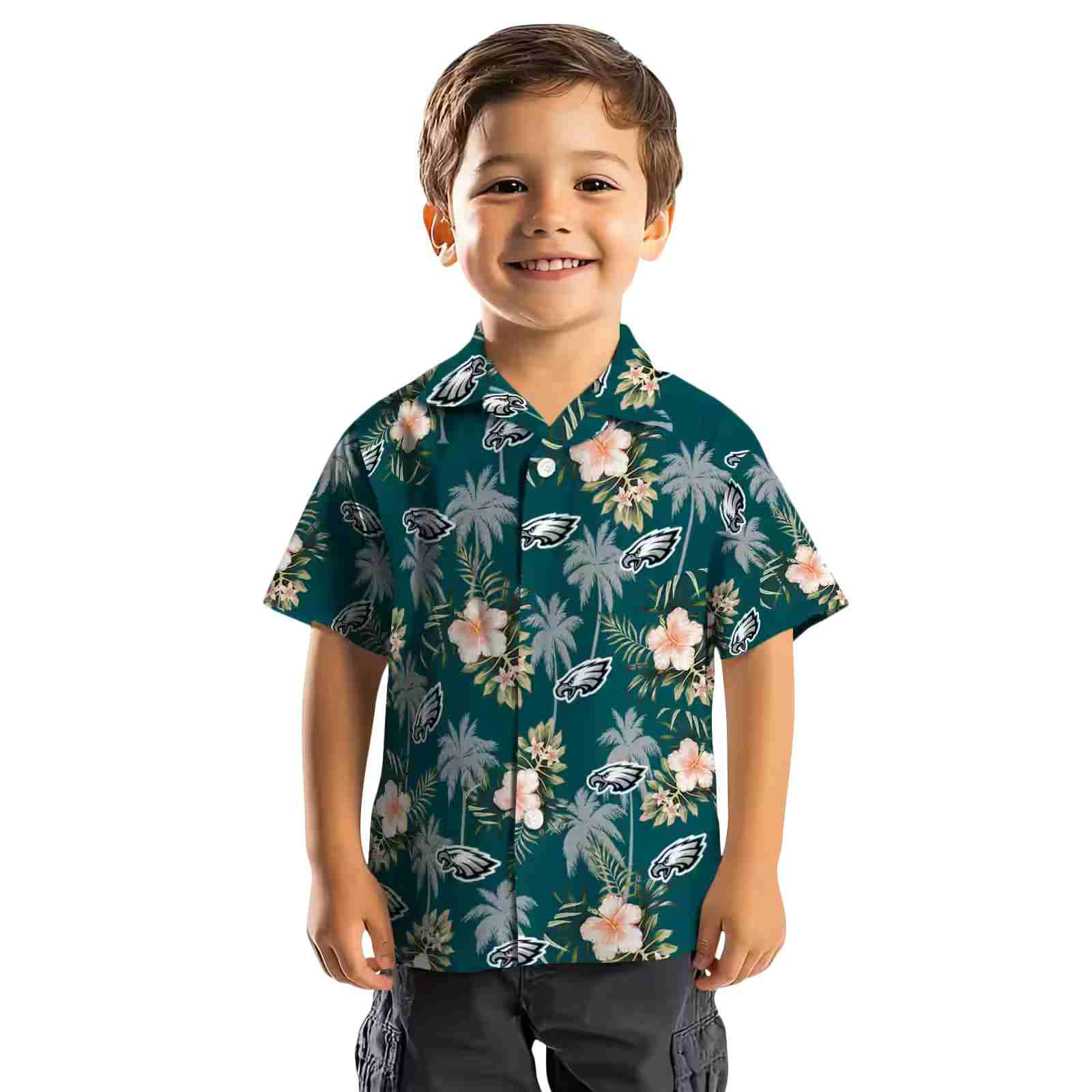 philadelphia eagles palm tree flower green hawaiian shirt top rated