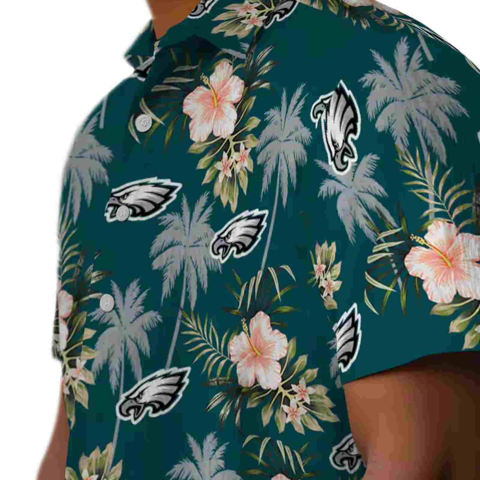 philadelphia eagles palm tree flower green hawaiian shirt trendy