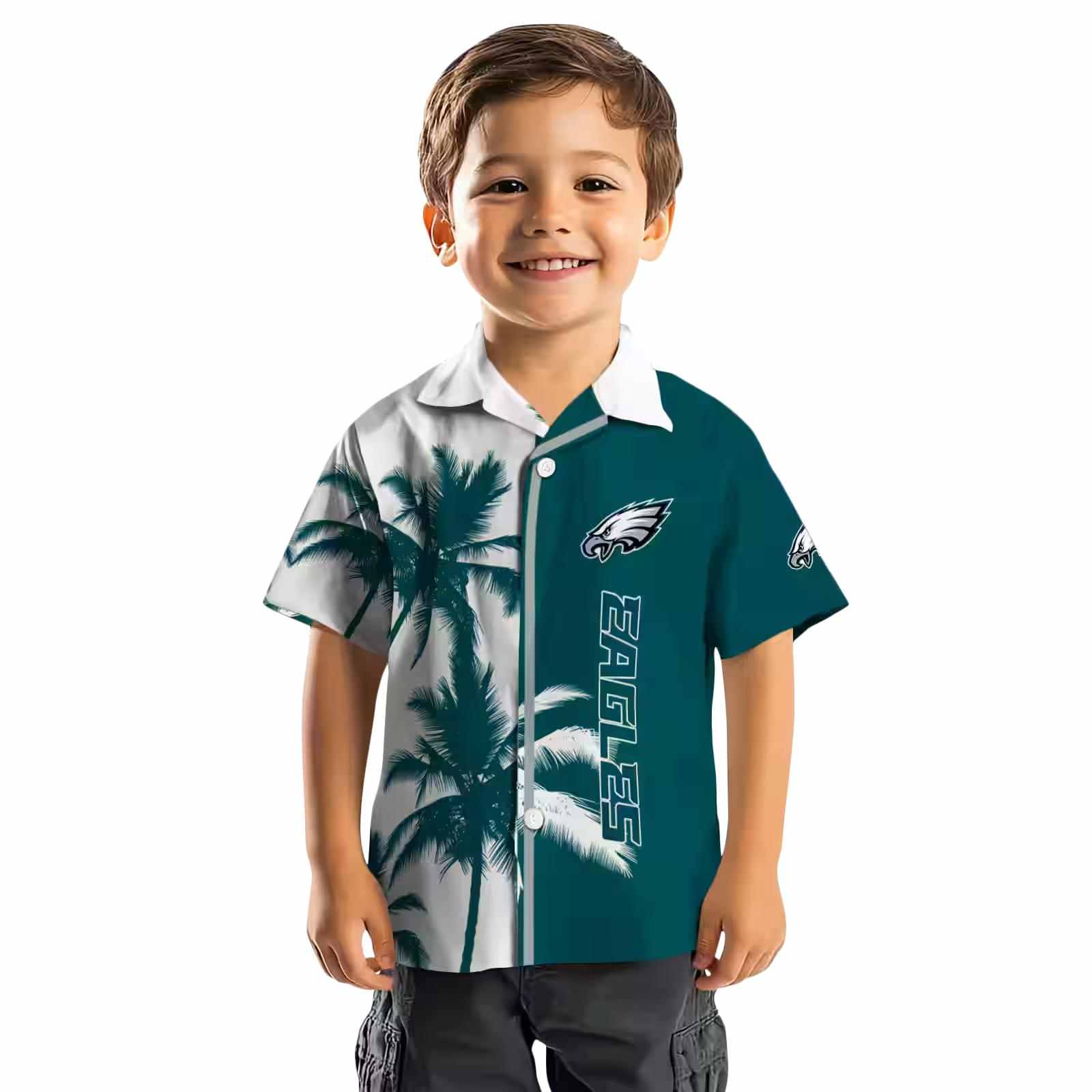 philadelphia eagles palm trees green white hawaiian shirt top rated