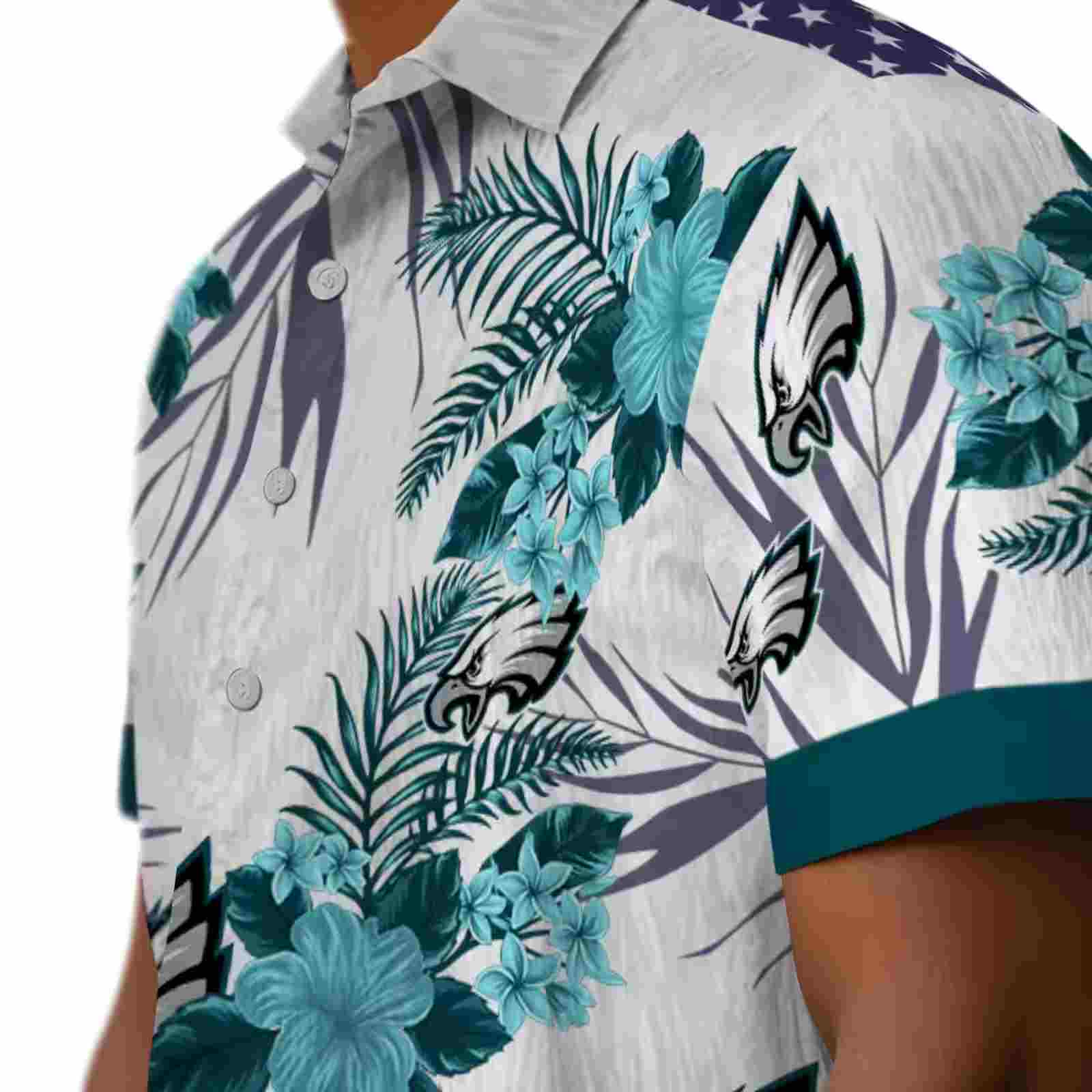 philadelphia eagles patriotic hibiscus design green white hawaiian shirt trendy