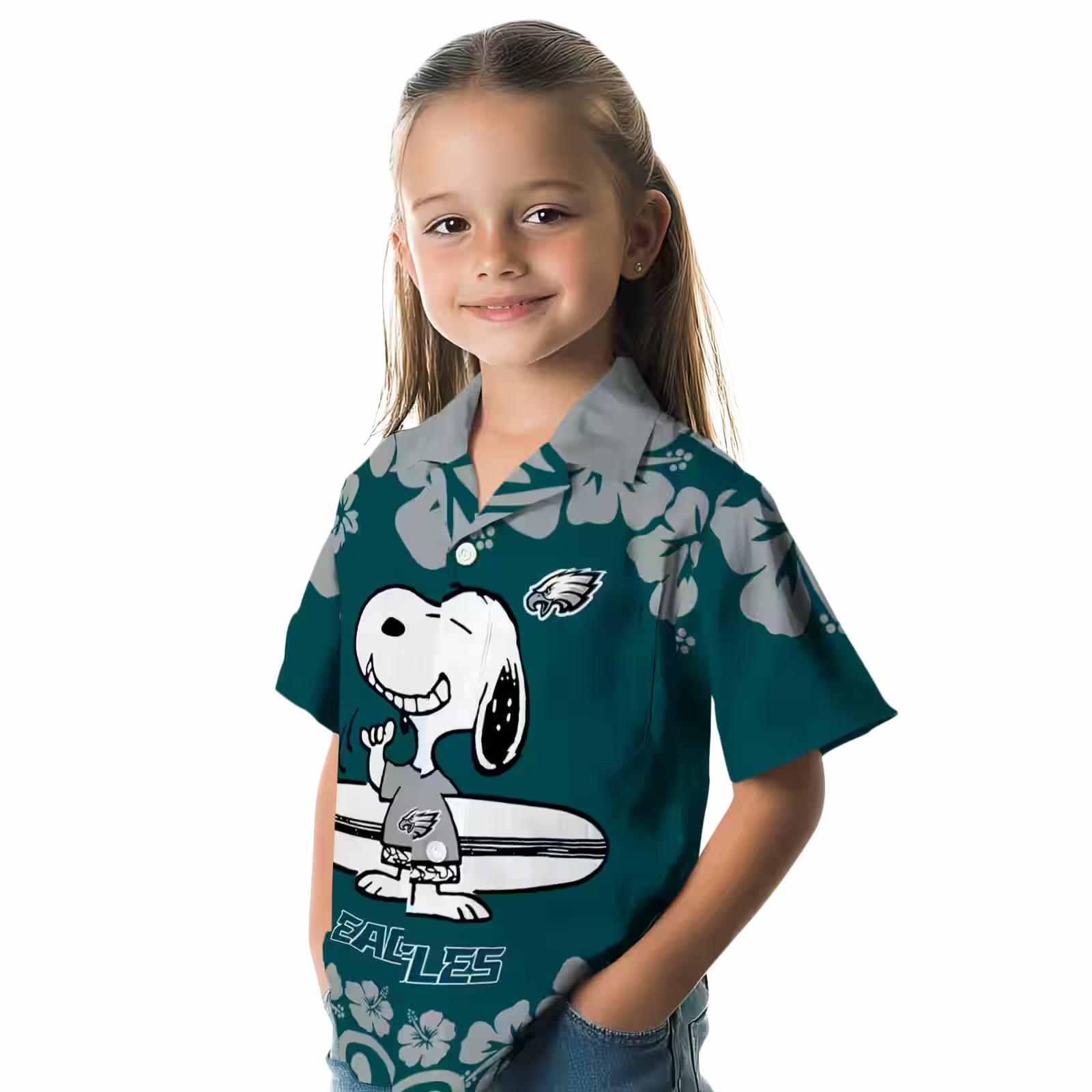 philadelphia eagles snoopy surf green white hawaiian shirt premium grade