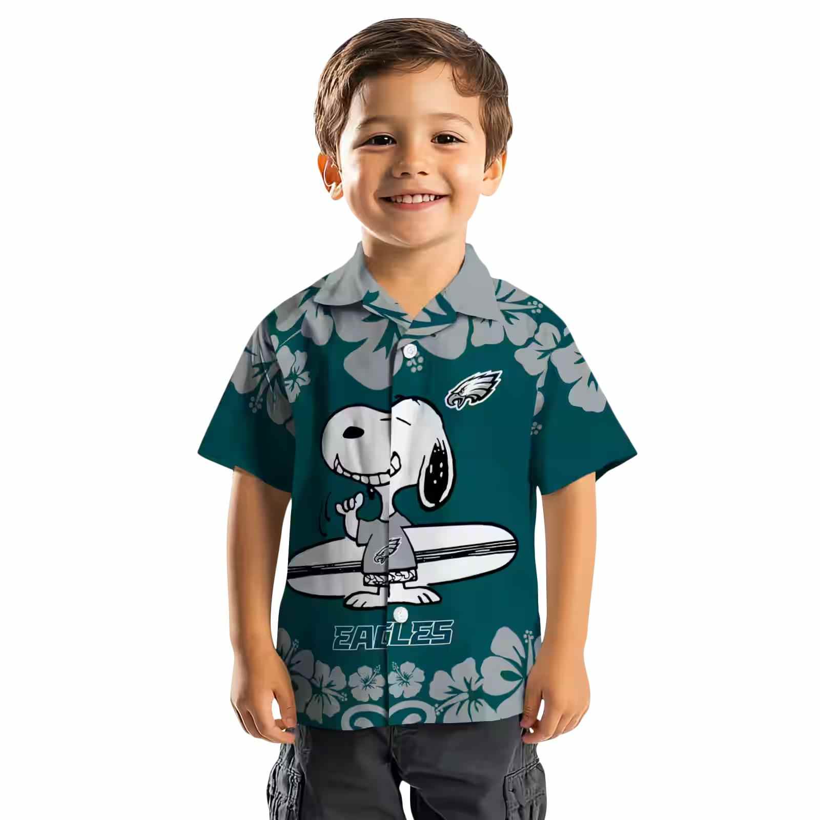 philadelphia eagles snoopy surf green white hawaiian shirt top rated