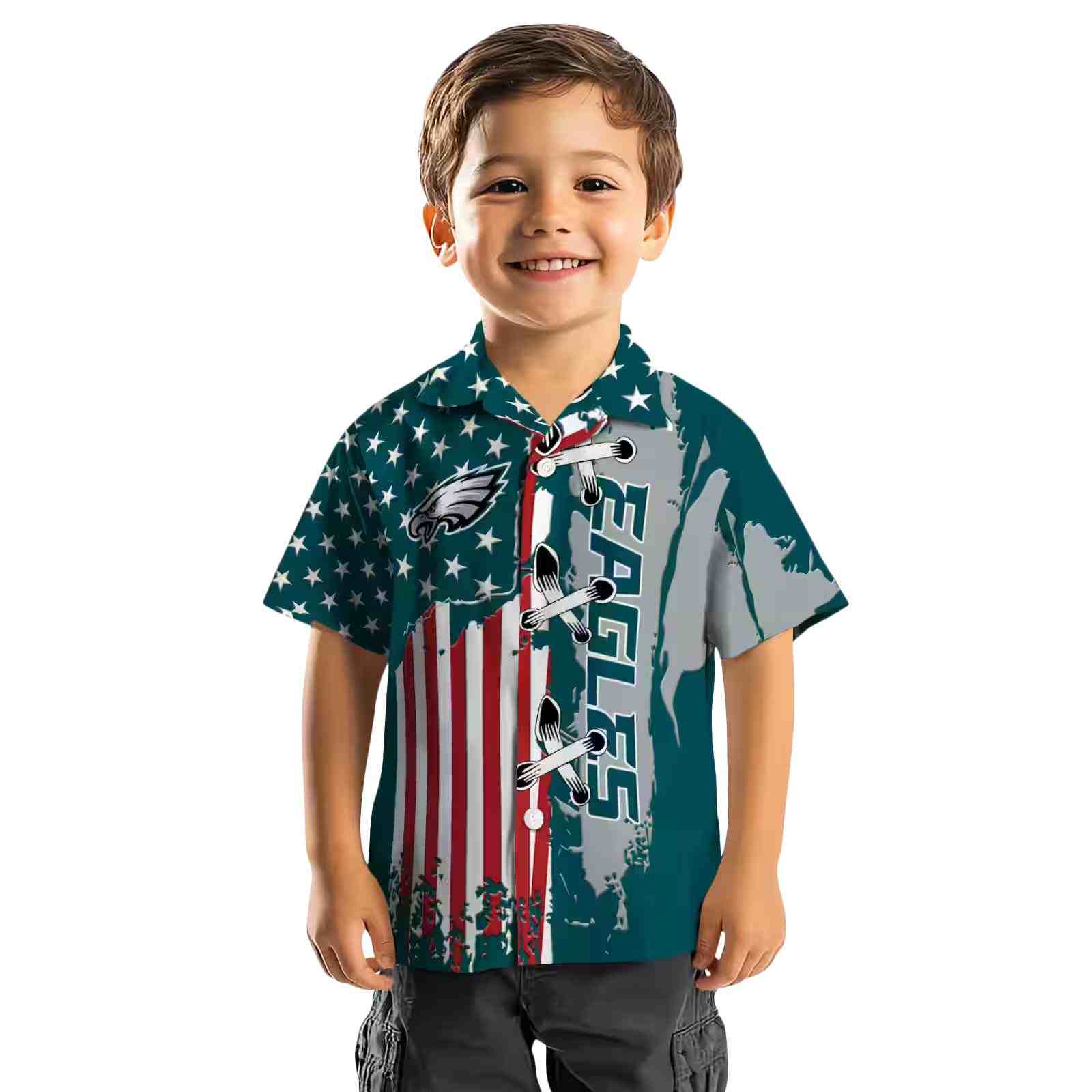 philadelphia eagles stitched flag green hawaiian shirt top rated