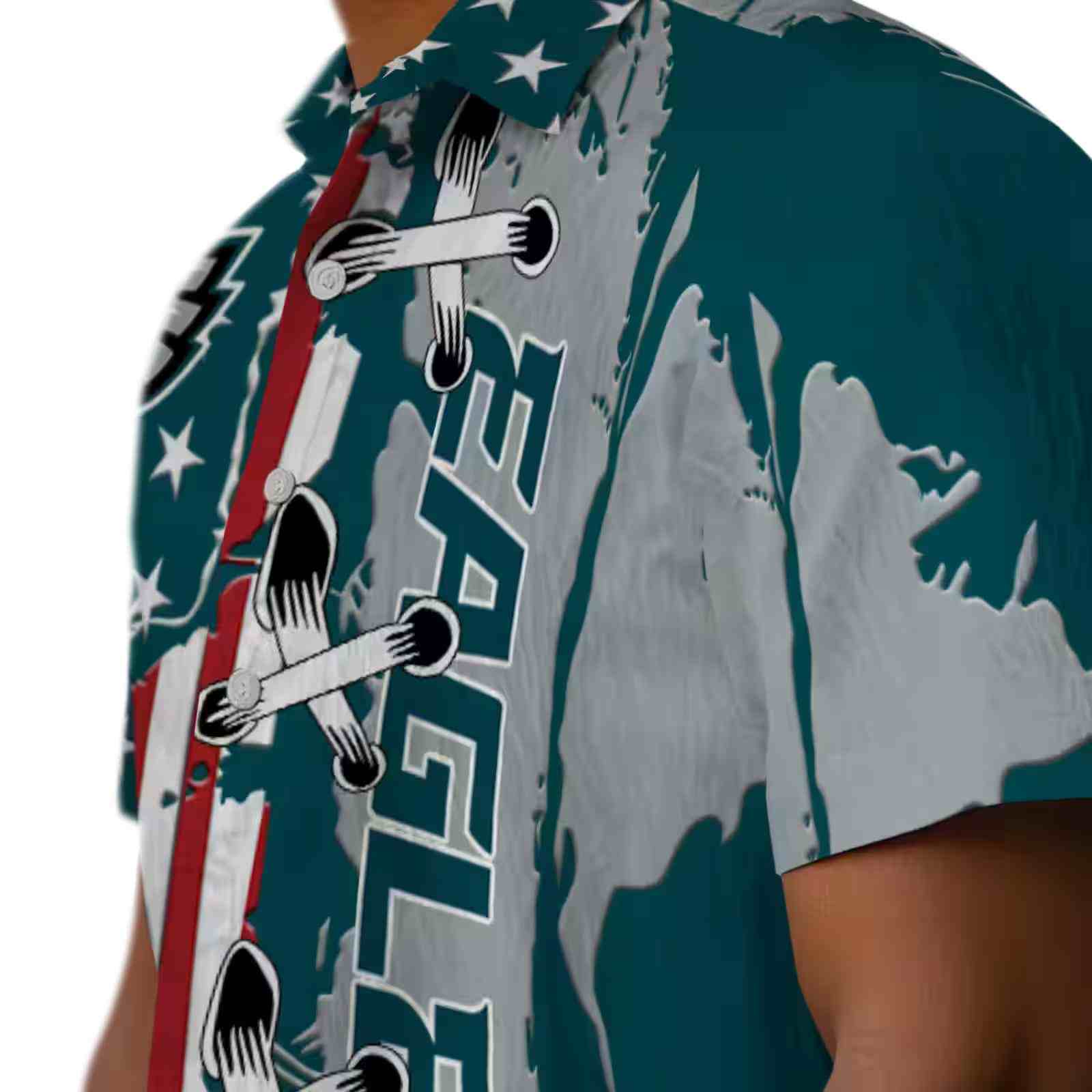 philadelphia eagles stitched flag green hawaiian shirt trendy