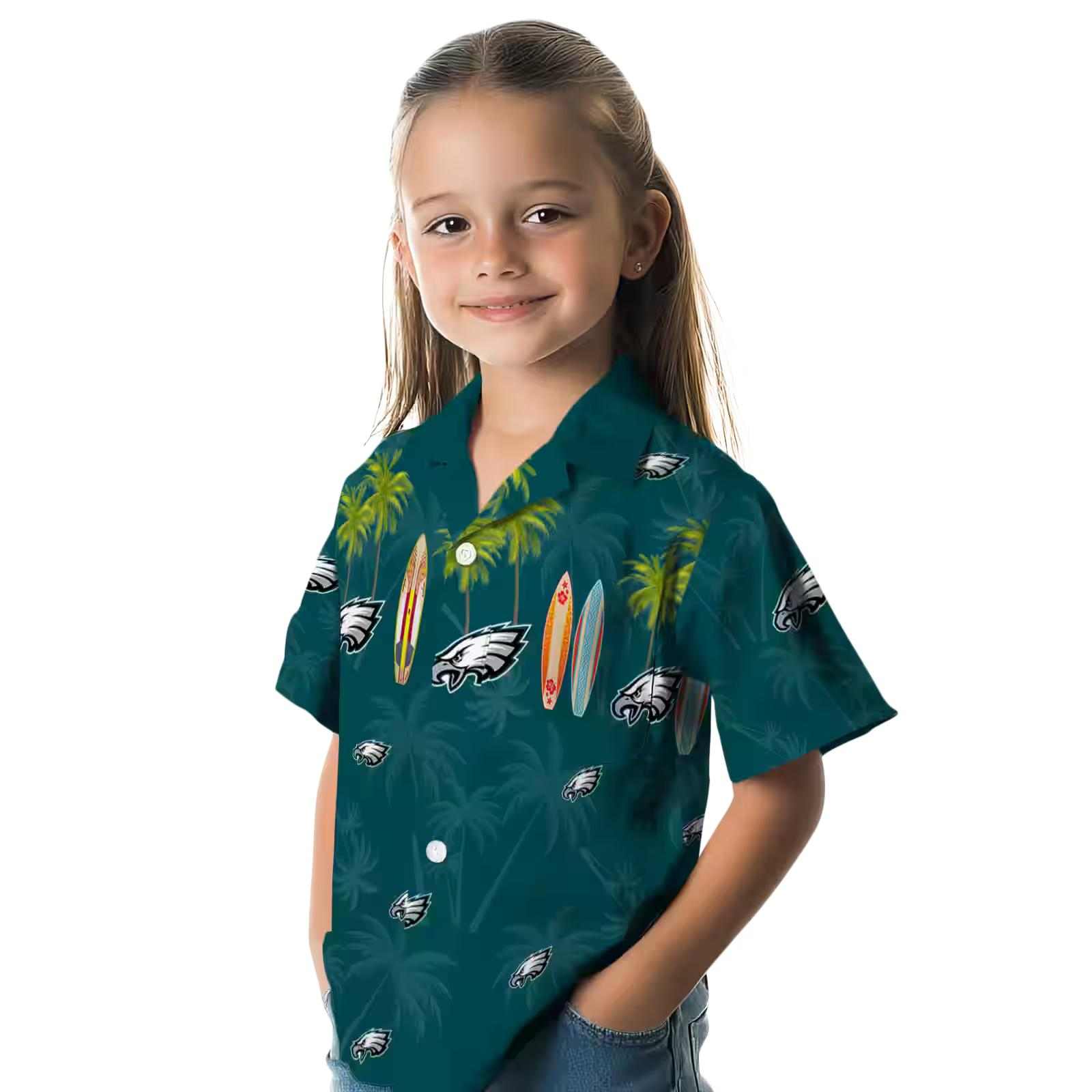 philadelphia eagles surfboard palm green hawaiian shirt premium grade